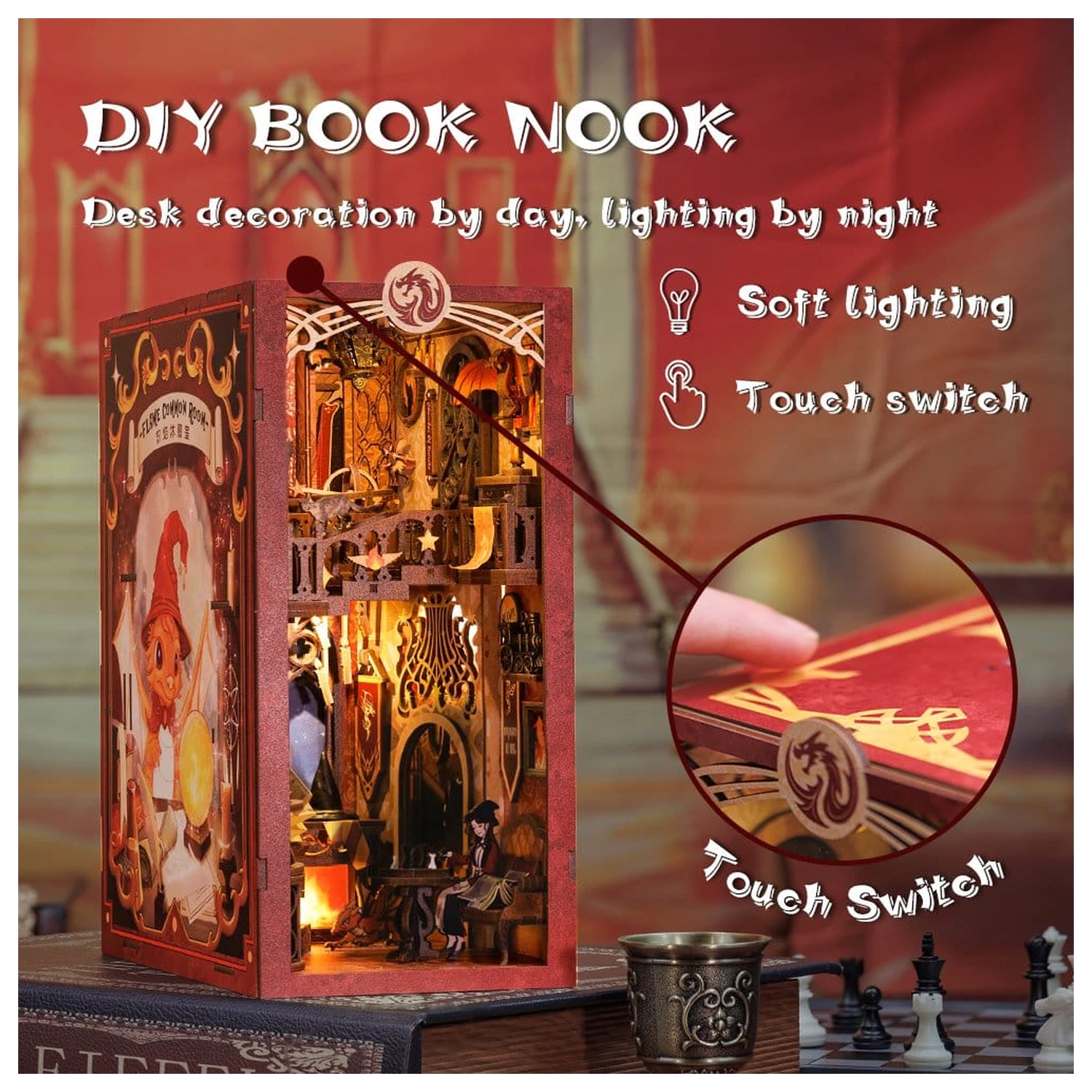 Book Nook Flame Common Room 23 x 11 cm fotografija proizvoda
