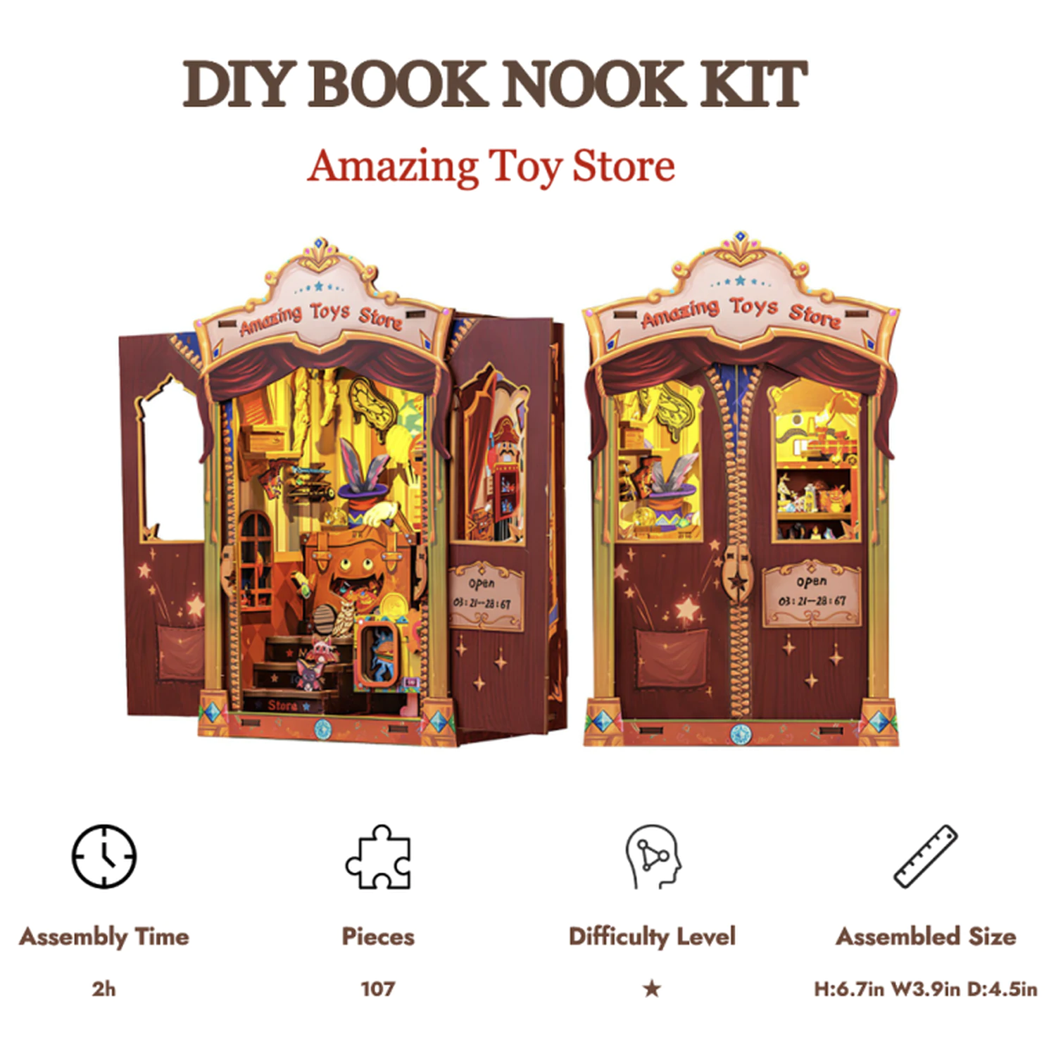 Book Nook Kit DIY Amazing Toy Store 107 komada + LED svjetlo fotografija proizvoda