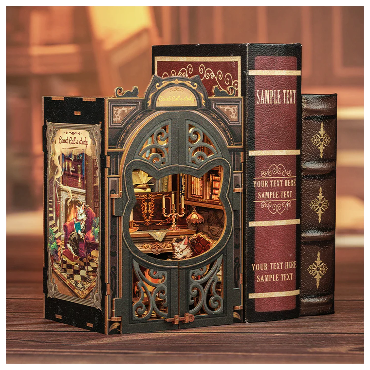 BOOK NOOK KIT DIY Count Cat's Study 108 kom. + LED svjetlo fotografija proizvoda