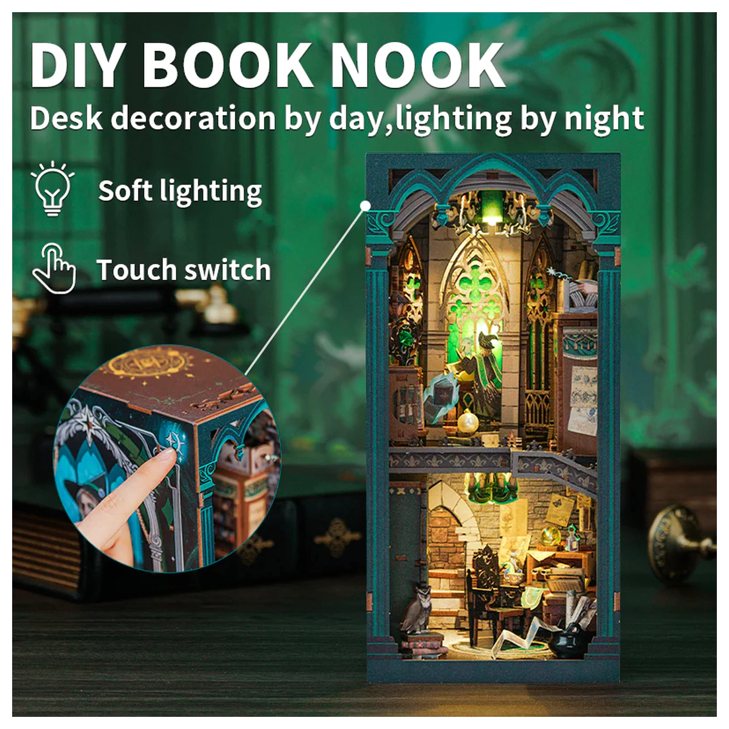 BOOK NOOK KIT DIY Darkness Common Room 150 decibela + LED Svjetlo komplet za gradnju fotografija proizvoda