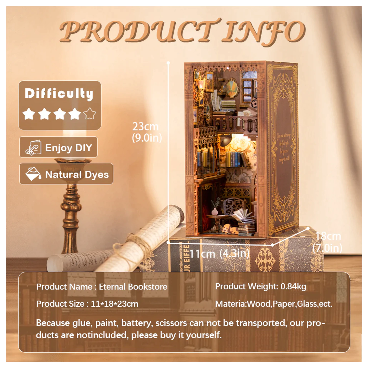 BOOK NOOK KIT DIY Vječna knjižara 172 kom + LED svjetlo fotografija proizvoda