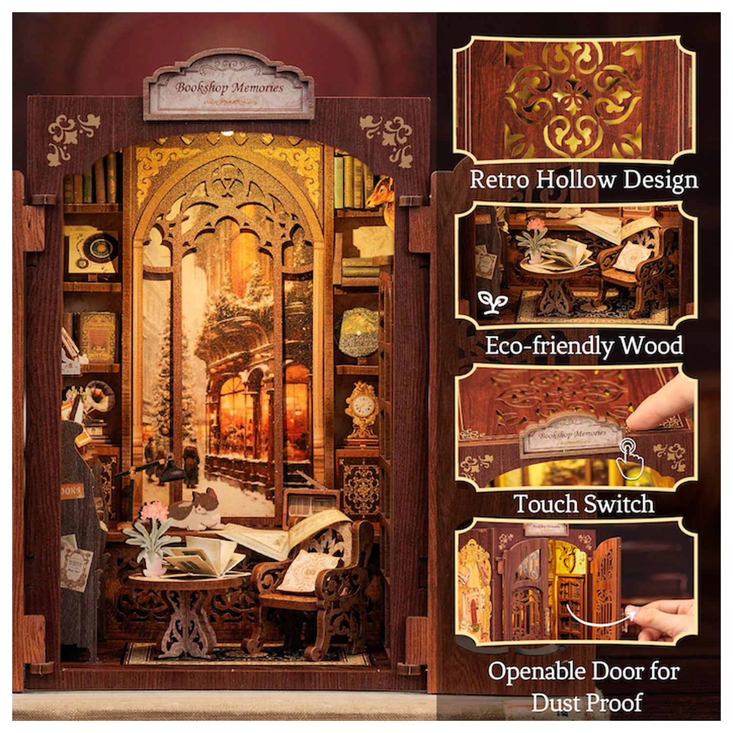 BOOK NOOK KIT DIY Memories Bookshop 127 db + LED svjetlo komplet za izradu fotografija proizvoda