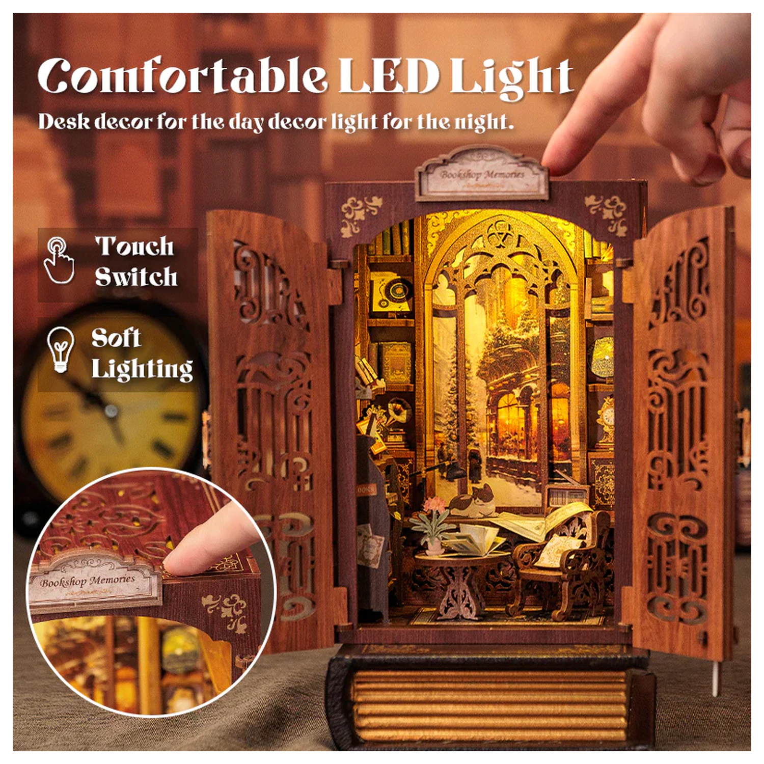 BOOK NOOK KIT DIY Memories Bookshop 127 db + LED svjetlo komplet za izradu fotografija proizvoda