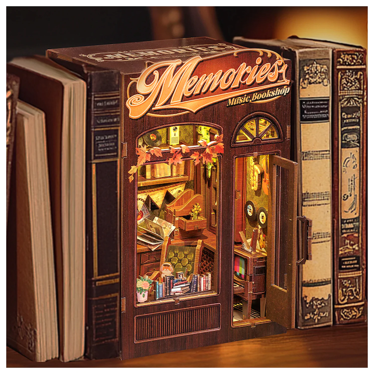 BOOK NOOK KIT DIY Memories Music Bookshop 136 komada + LED Svjetlo komplet za sastavljanje fotografija proizvoda