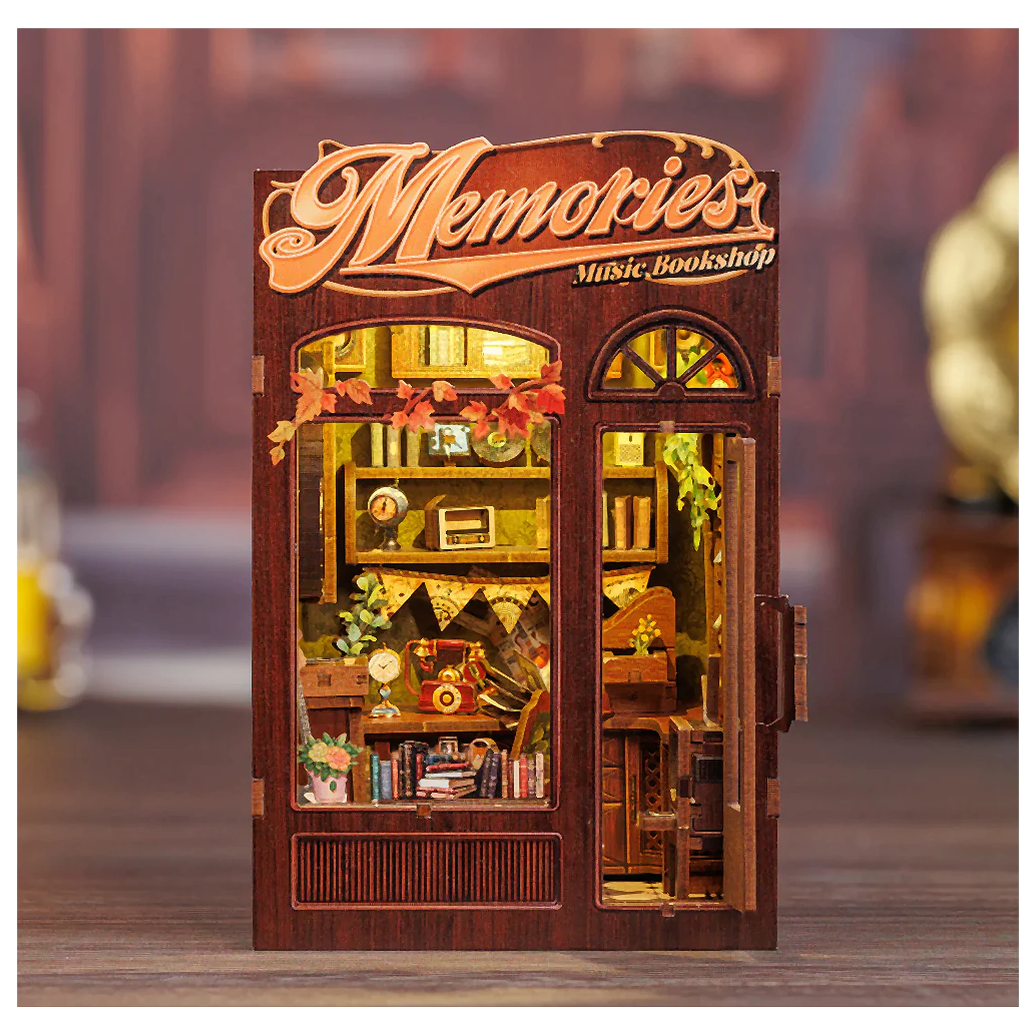 BOOK NOOK KIT DIY Memories Music Bookshop 136 komada + LED Svjetlo komplet za sastavljanje fotografija proizvoda