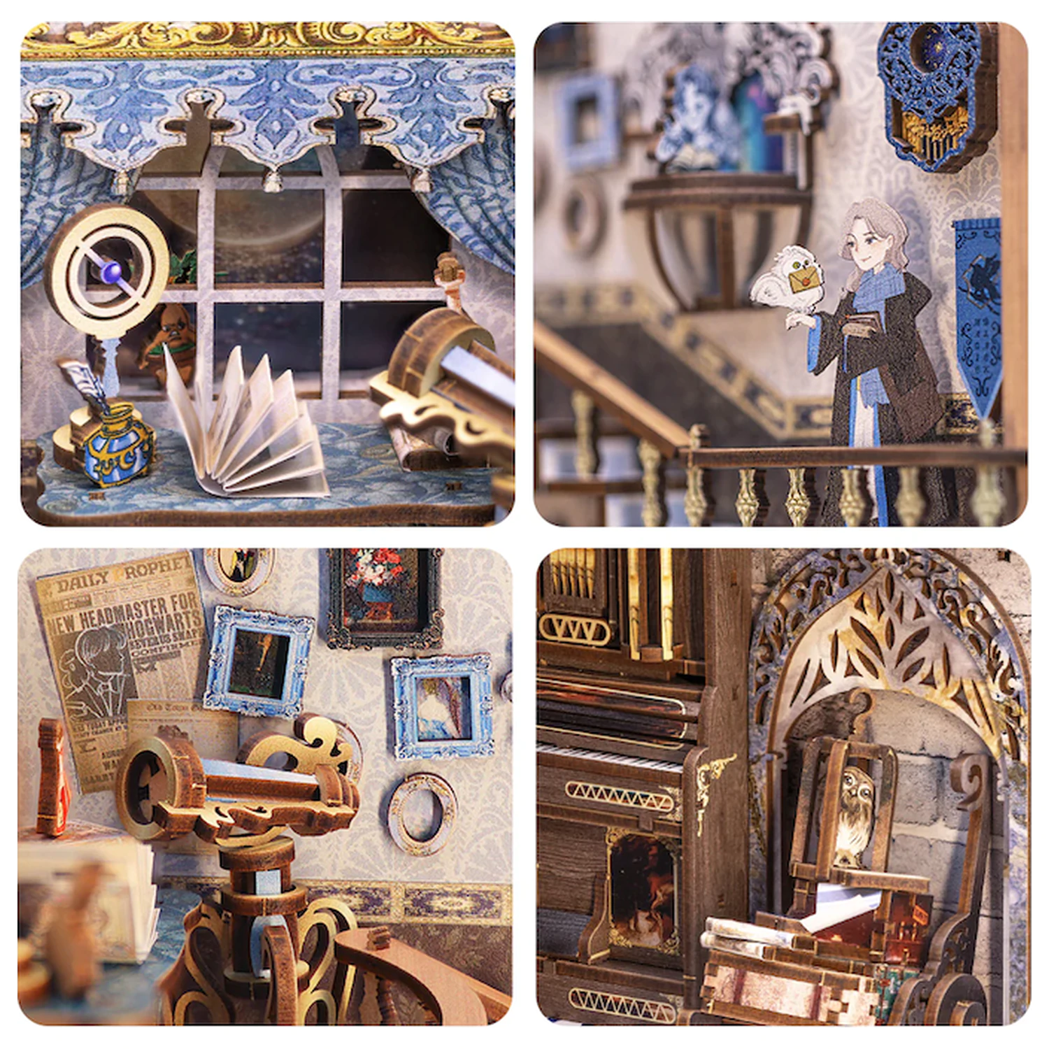 BOOK NOOK KIT DIY Nebula Common Room 350 dijelova + LED svjetlosni set za izgradnju fotografija proizvoda