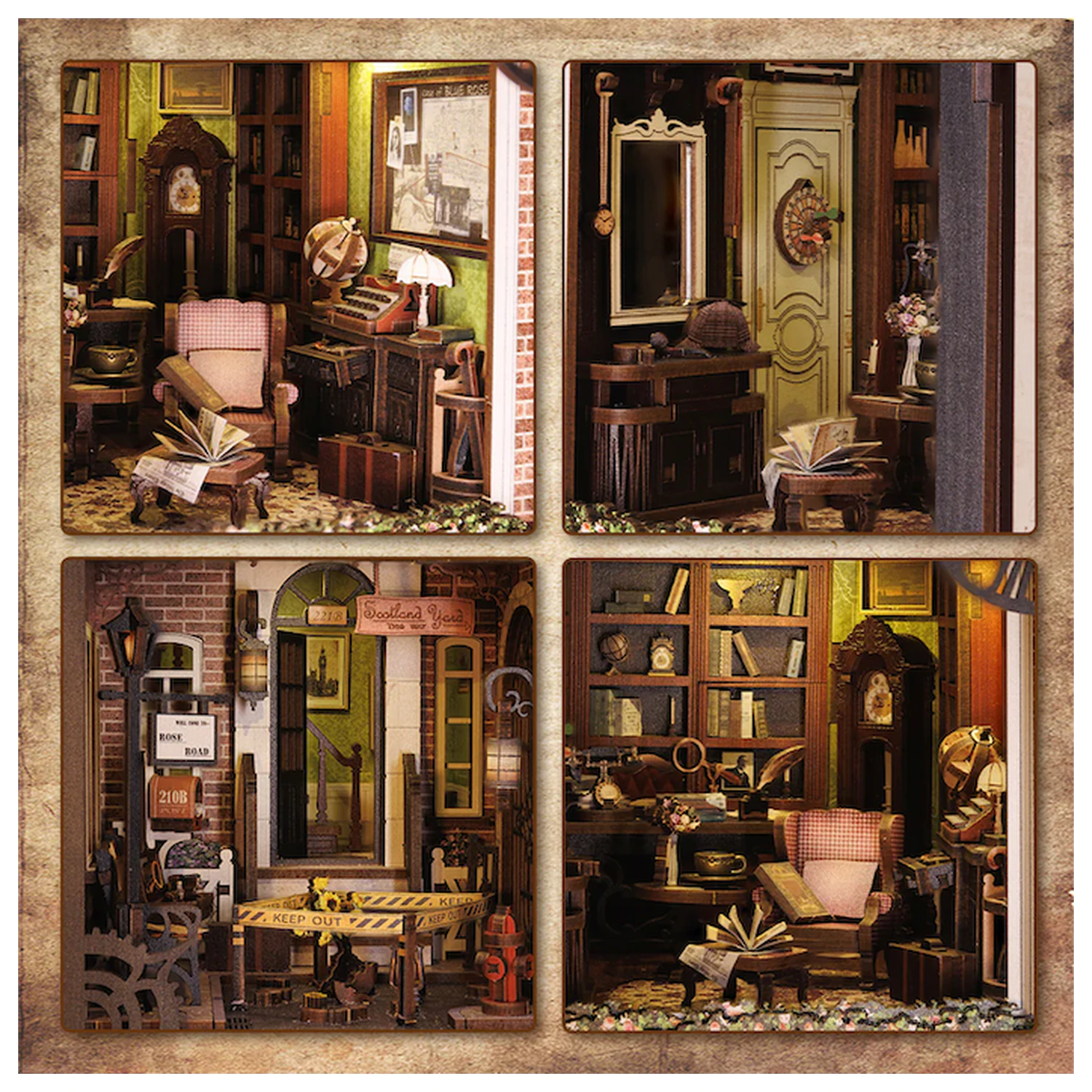 BOOK NOOK KIT DIY Rose Detective Agency 322 kom + LED svjetlosni konstrukcijski set fotografija proizvoda