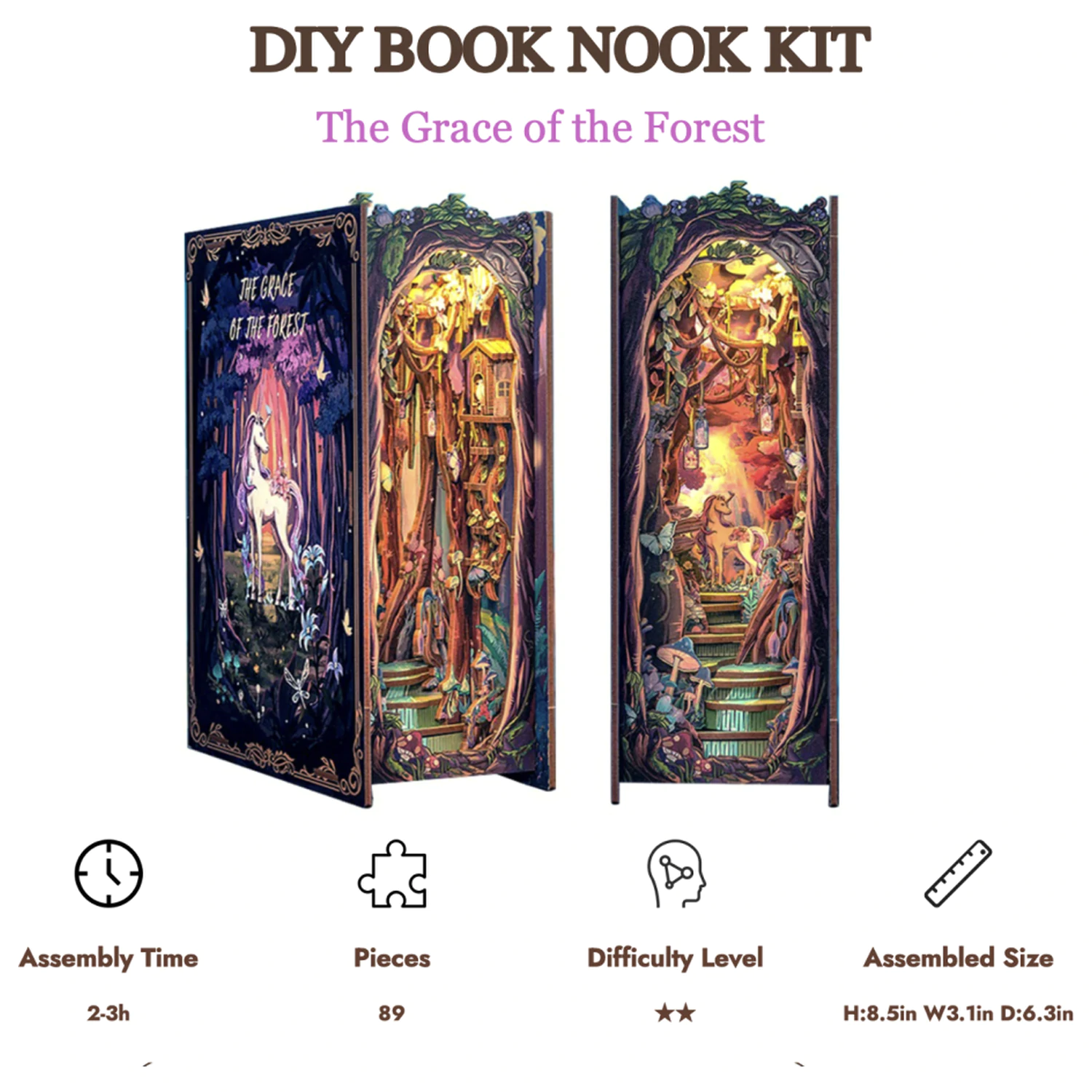 Book Nook Kit DIY The Grace of the Forest 89 kom + LED svjetlo fotografija proizvoda