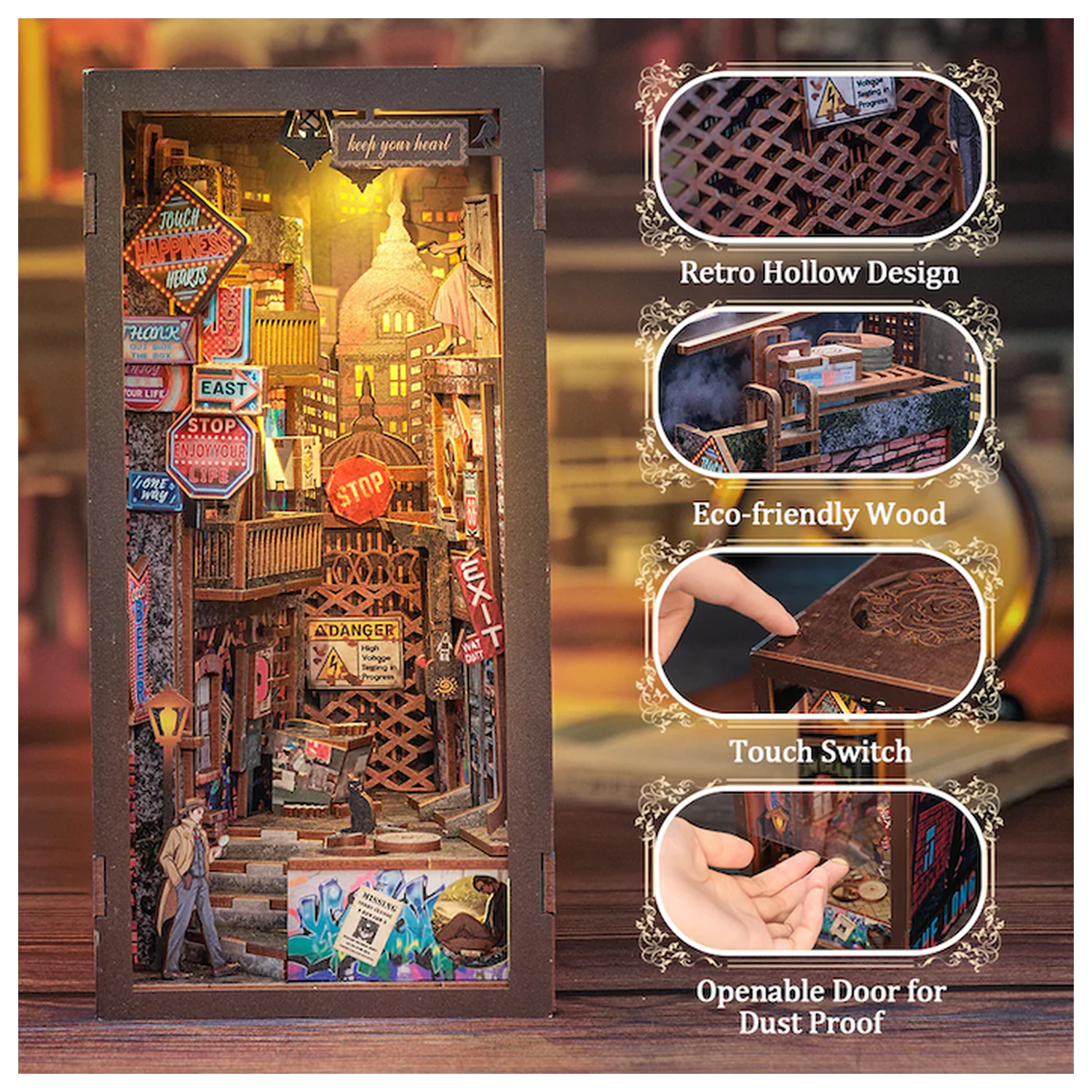 BOOK NOOK KIT DIY The Long Goodbye 238 dijelova + LED svjetlo komplet za sastavljanje fotografija proizvoda