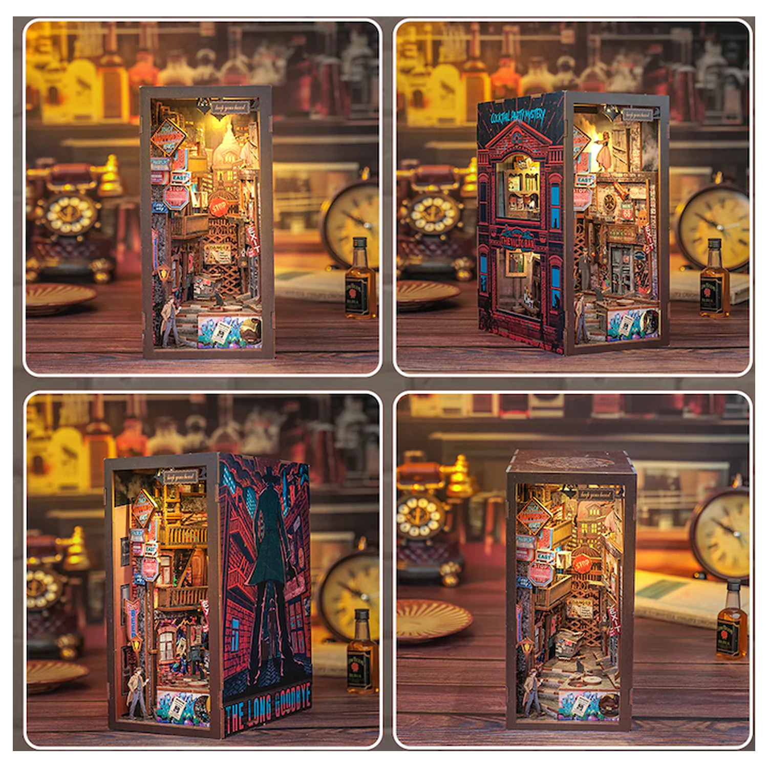 BOOK NOOK KIT DIY The Long Goodbye 238 dijelova + LED svjetlo komplet za sastavljanje fotografija proizvoda