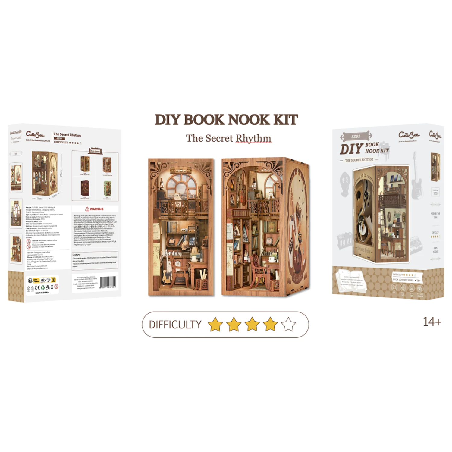 BOOK NOOK KIT DIY The Secret Rhythm 355 dijelova + LED svjetlo fotografija proizvoda