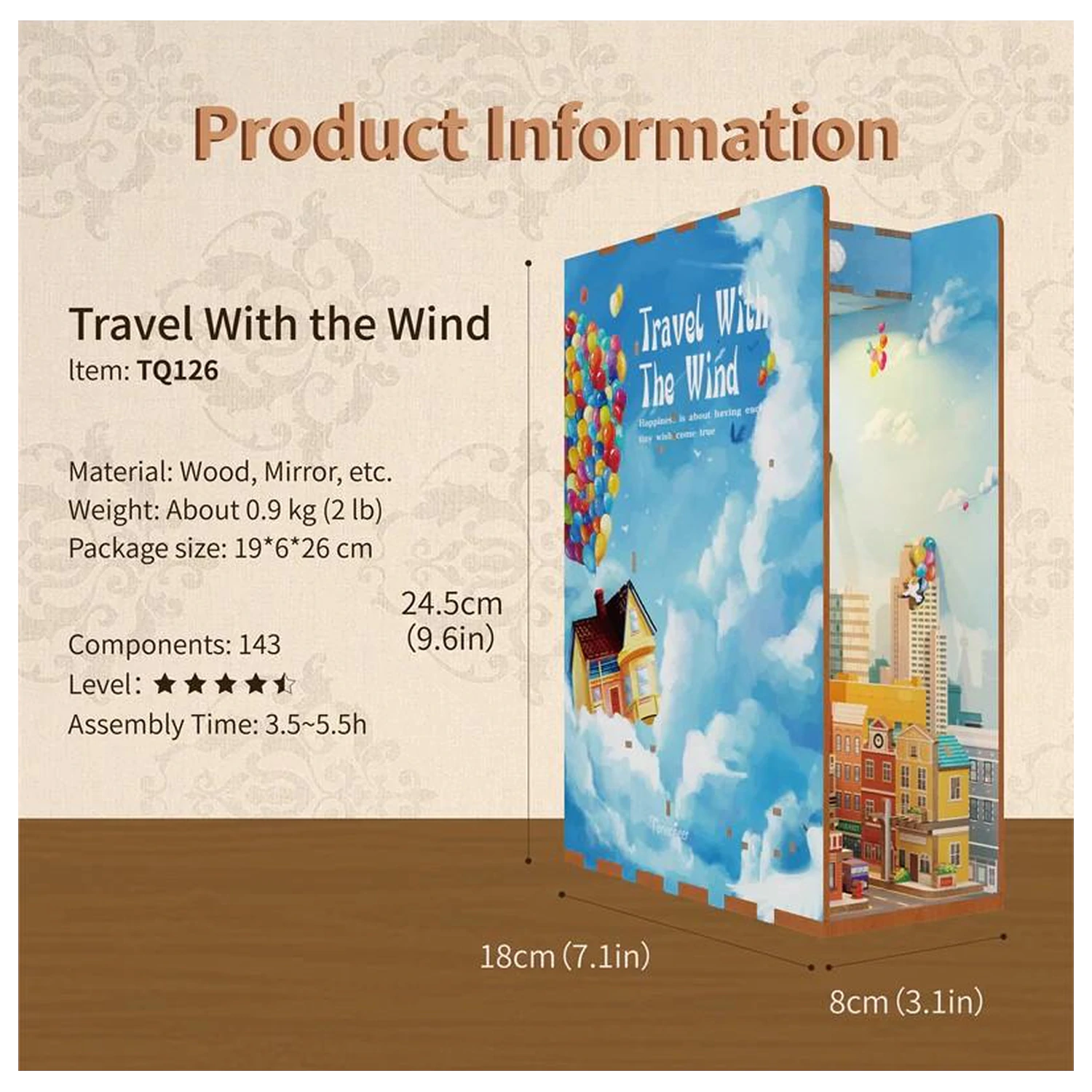 BOOK NOOK KIT DIY - Travel with the Wind 143 komada + LED Svjetlo fotografija proizvoda