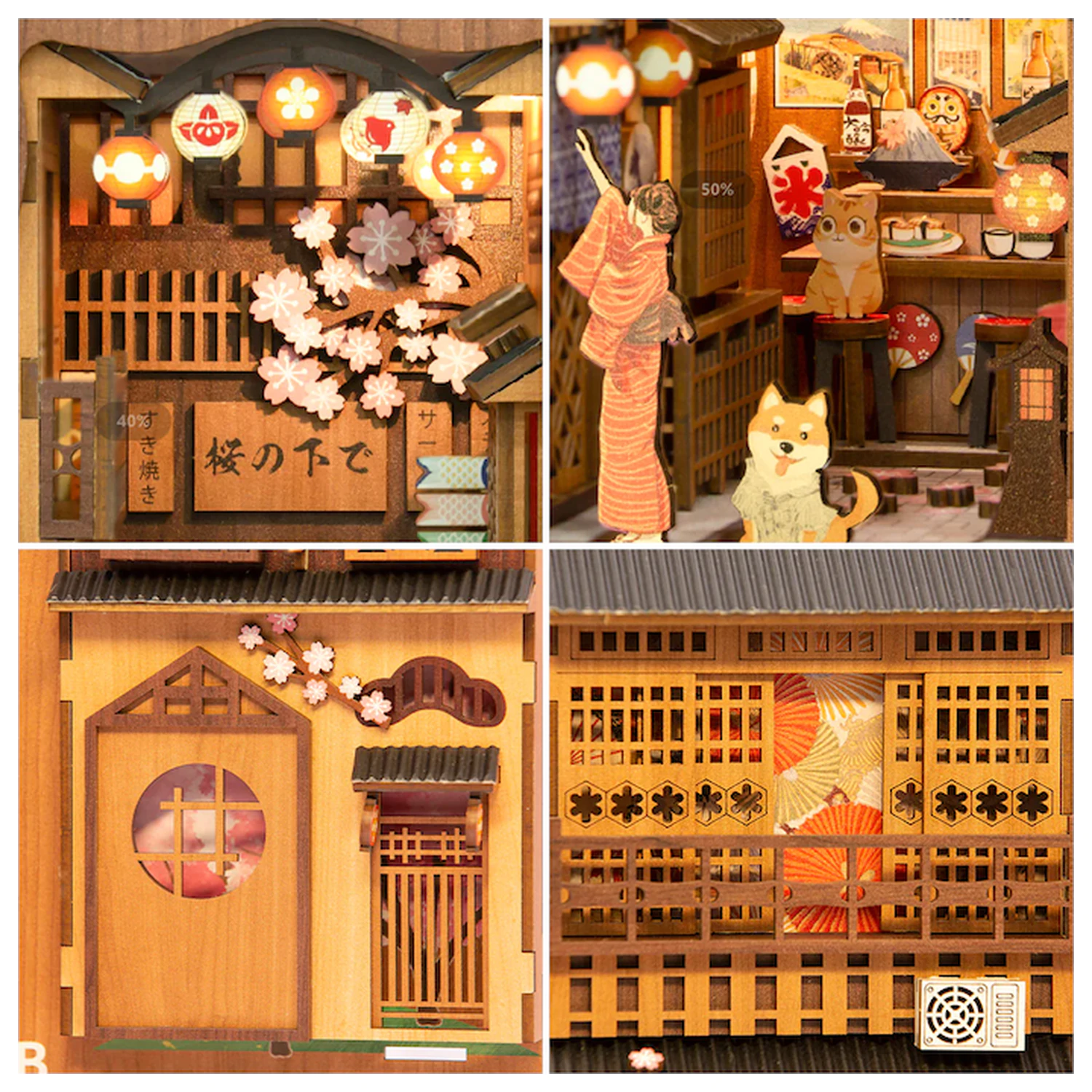 BOOK NOOK KIT DIY Under the Sakura Tree 214 dijelova + LED Light konstrukcijski set fotografija proizvoda