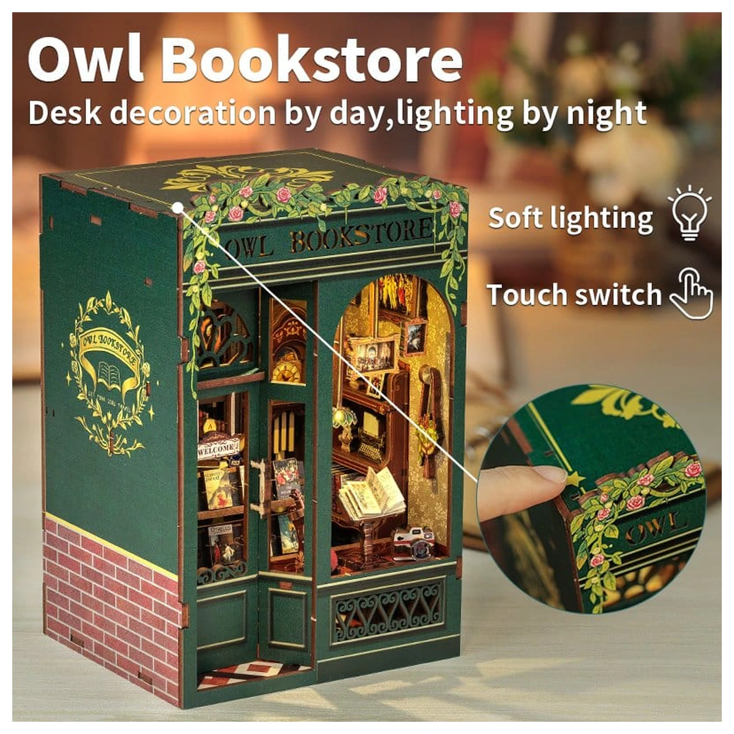 Book Nook Owl Bookstore 17 x 12 cm fotografija proizvoda