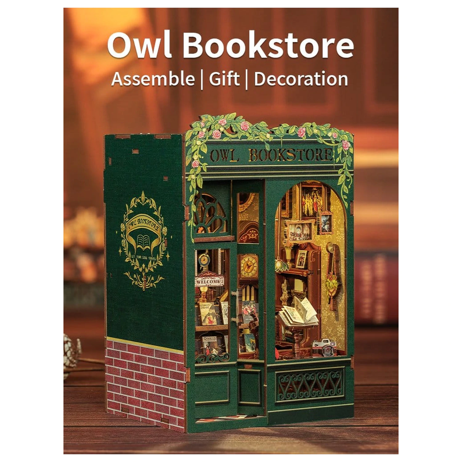 Book Nook Owl Bookstore 17 x 12 cm fotografija proizvoda