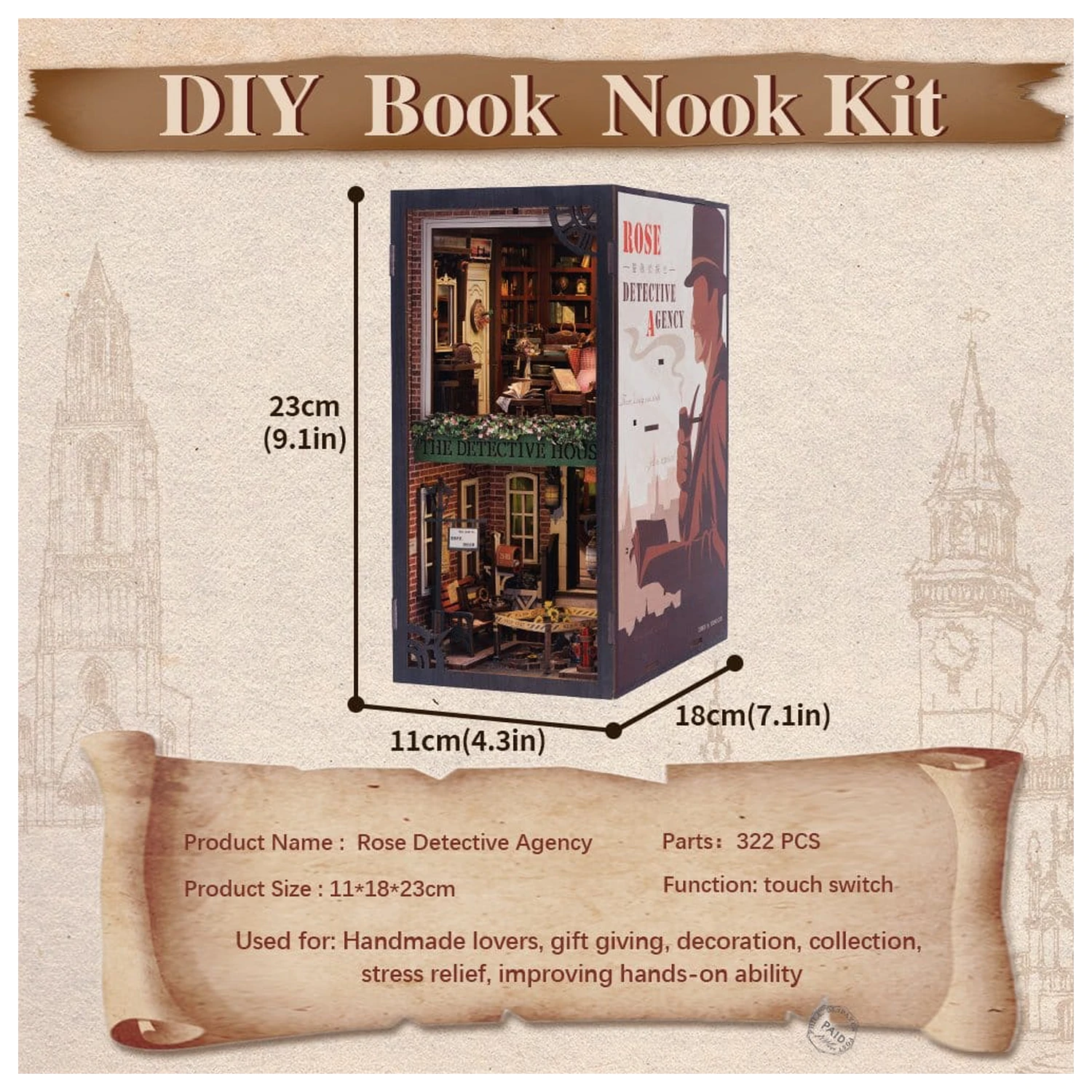 Book Nook Rose Detective Agency 23 x 11 cm fotografija proizvoda