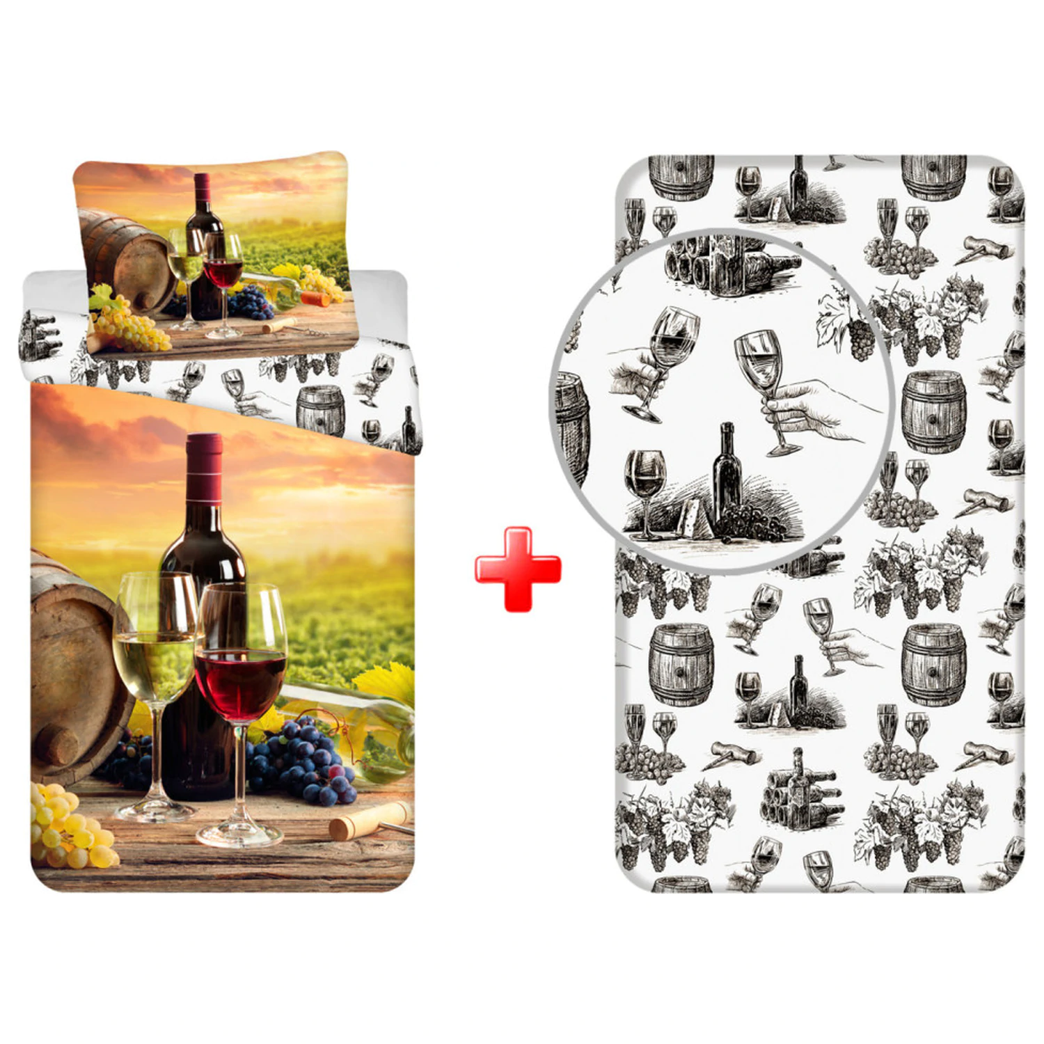Set navlake za poplun i donje plahte za kušanje vina fotografija proizvoda