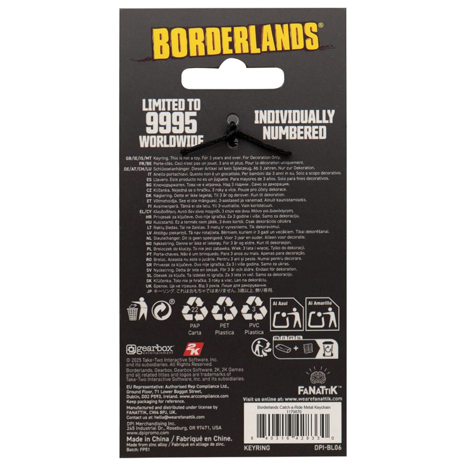 Borderlands Privjesak za ključeve Catch-A-Ride Limited Edition fotografija proizvoda