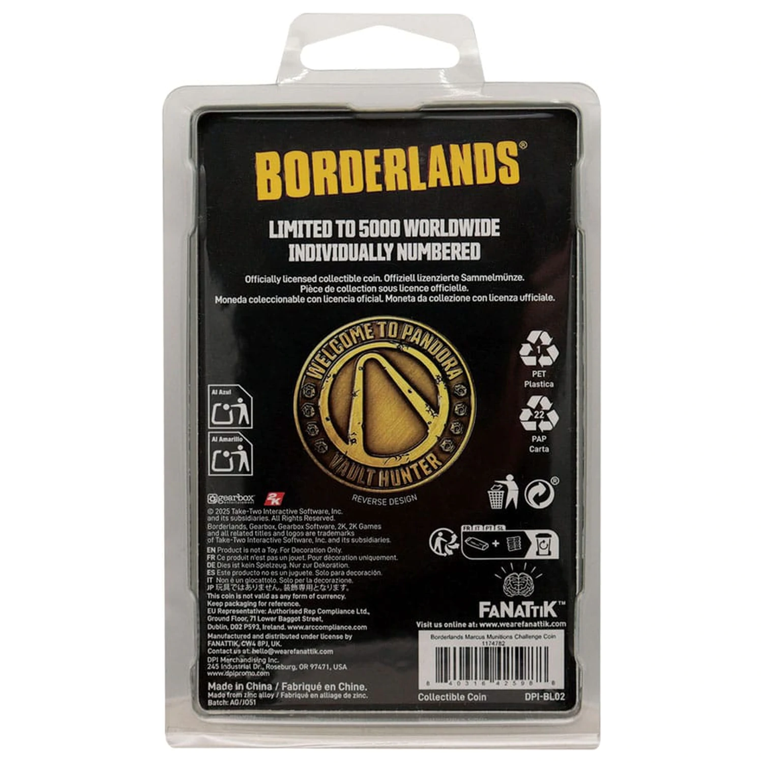 Borderlands Kolekcionarski novčić Marcus Munitions Limited Edition fotografija proizvoda