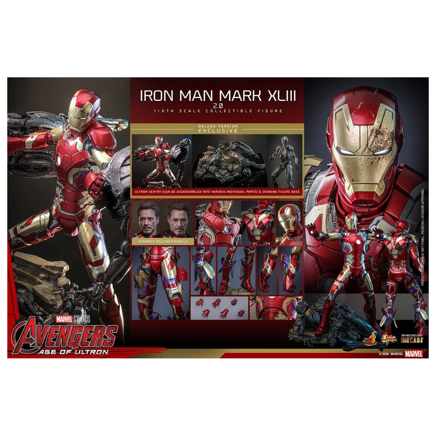 Avengers: Age of Ultron Movie Masterpiece Diecast akcijska figura 1/6 Iron Man Mark XLIII (2.0) (Deluxe verzija) 32 cm fotografija proizvoda