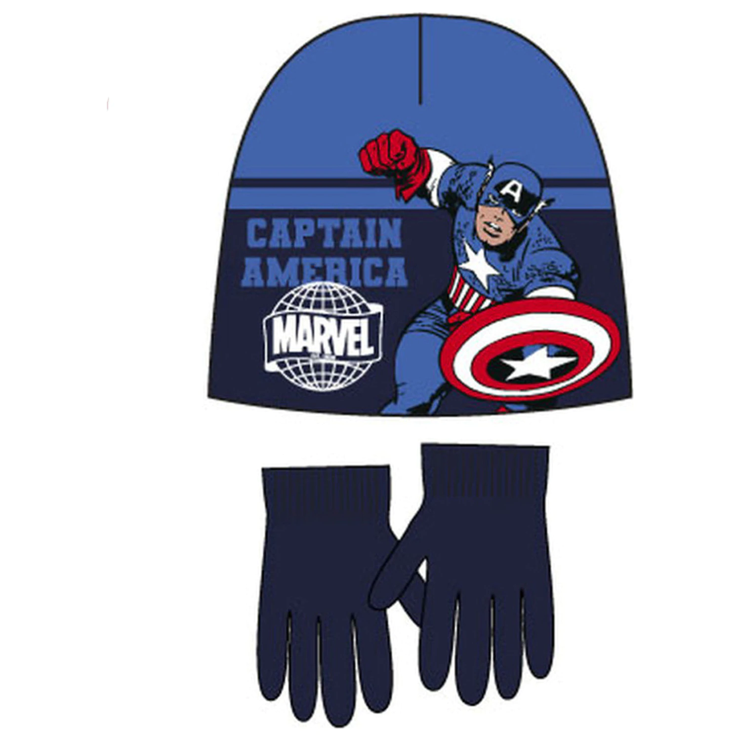 Avengers Captain America plava dječja kapa + set rukavica 52 cm fotografija proizvoda