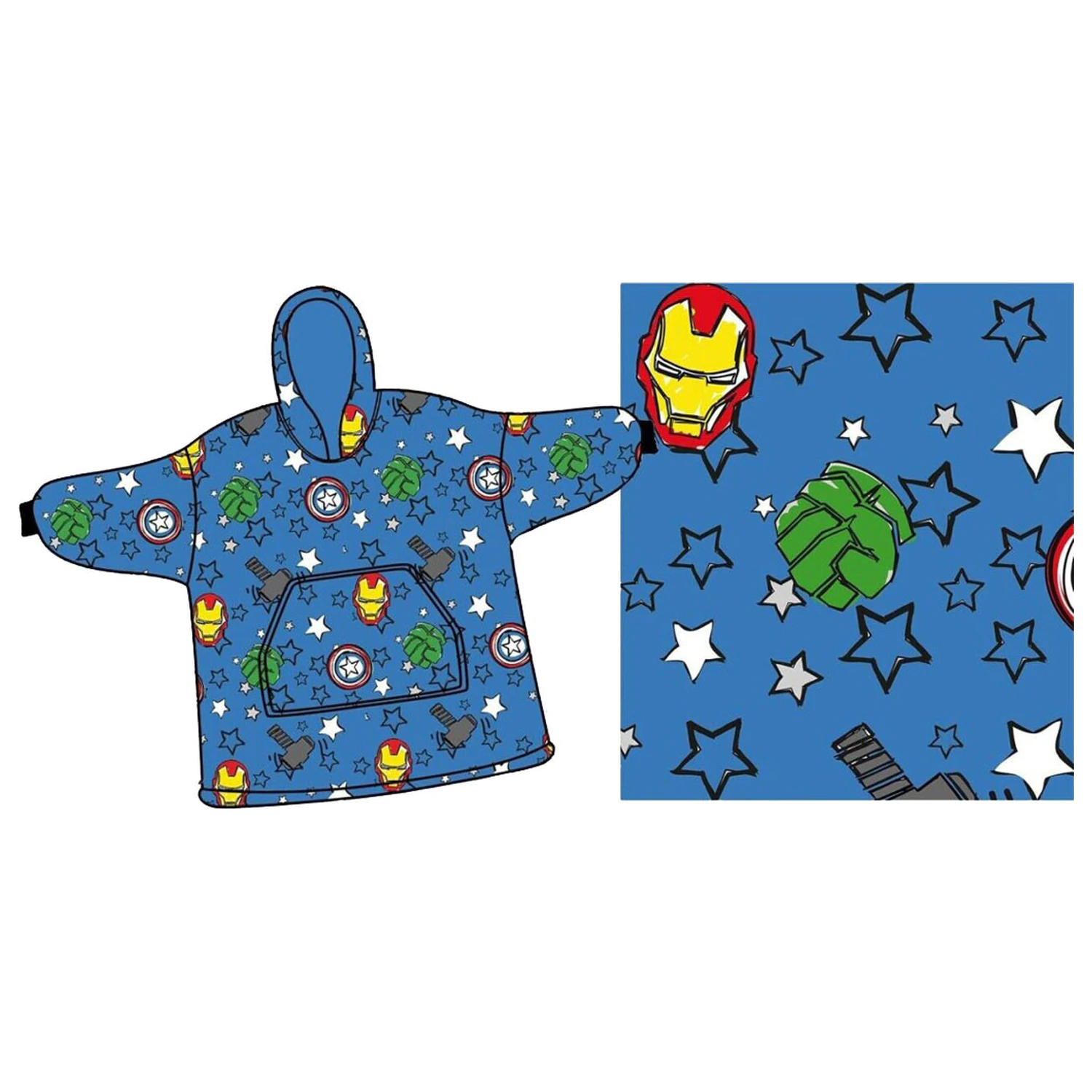 Avengers Mini Hero nosiva plišana deka od flisa, poncho 7-14 godina fotografija proizvoda