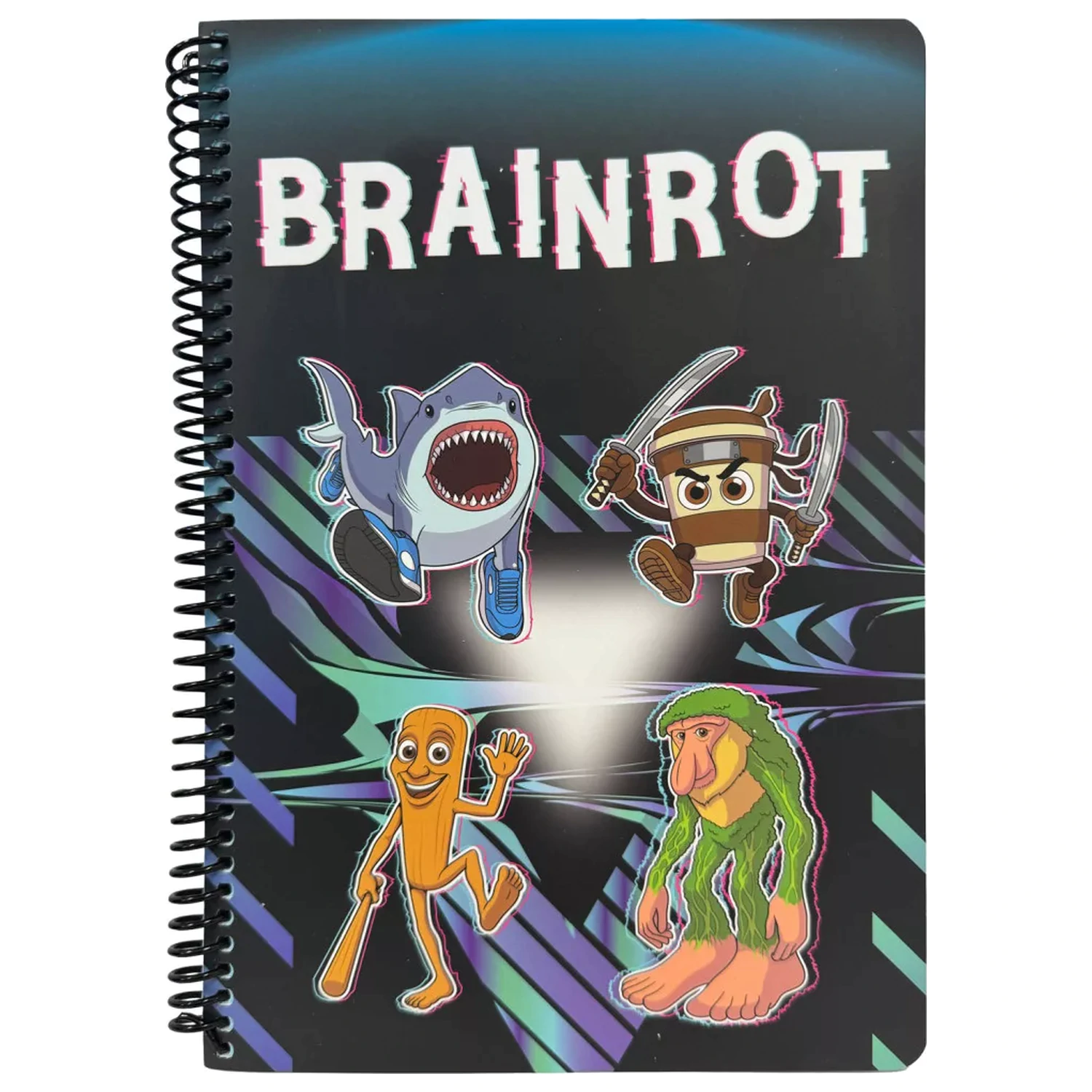 Brainrot Dark B/5 bilježnica s spiralnim uvezom i crtama, 70 listova fotografija proizvoda