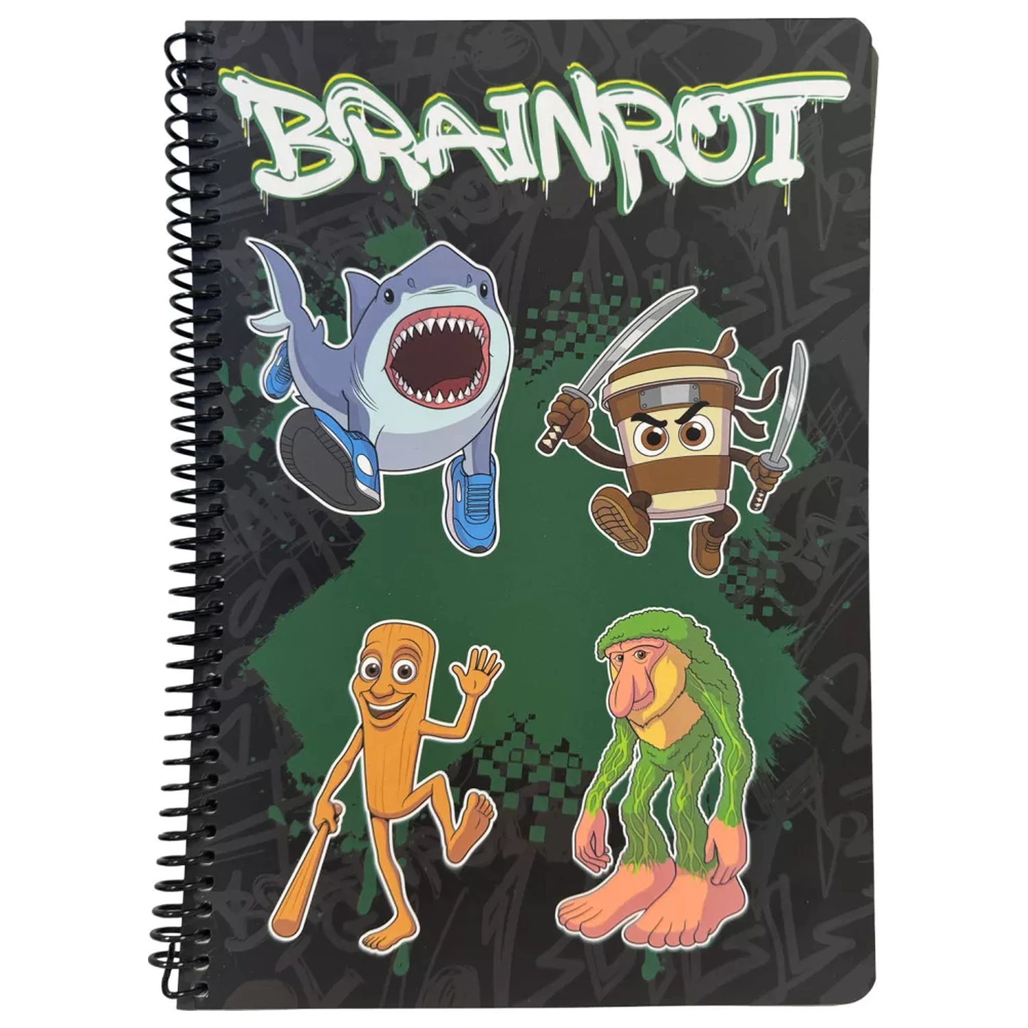 Brainrot Green B/5 bilježnica s spiralnim uvezom s linijama, 70 listova fotografija proizvoda
