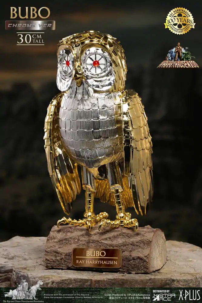 Bubo the Mechanical Owl Soft Vinyl Kip Ray Harryhausen's Bubo Chrome Ver. 30 cm fotografija proizvoda
