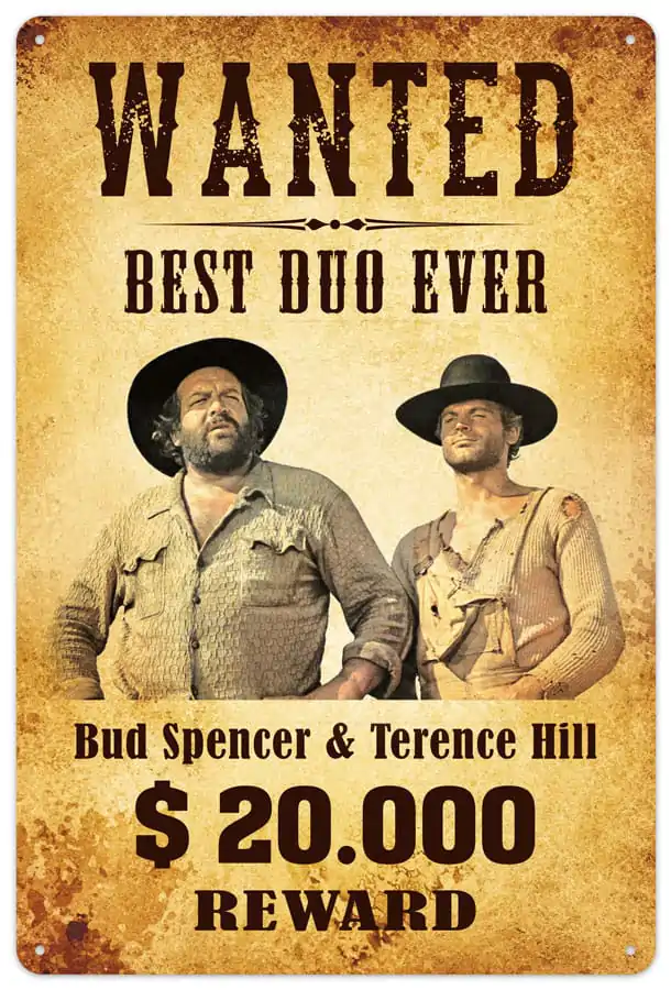 Bud Spencer & Terence Hill Metalna ploča Wanted 20 x 30 cm fotografija proizvoda