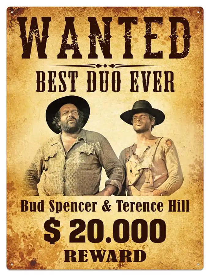 Bud Spencer & Terence Hill Metalna ploča Wanted 30 x 40 cm fotografija proizvoda