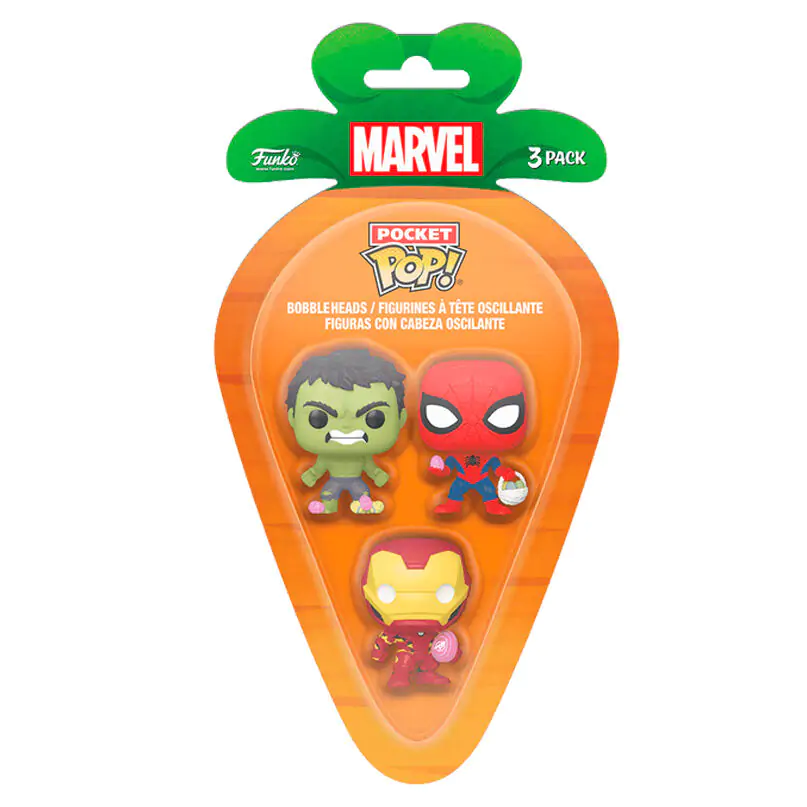 Carrot Pocket POP blister 3 figure Marvel Spiderman Hulk Iron Man fotografija proizvoda