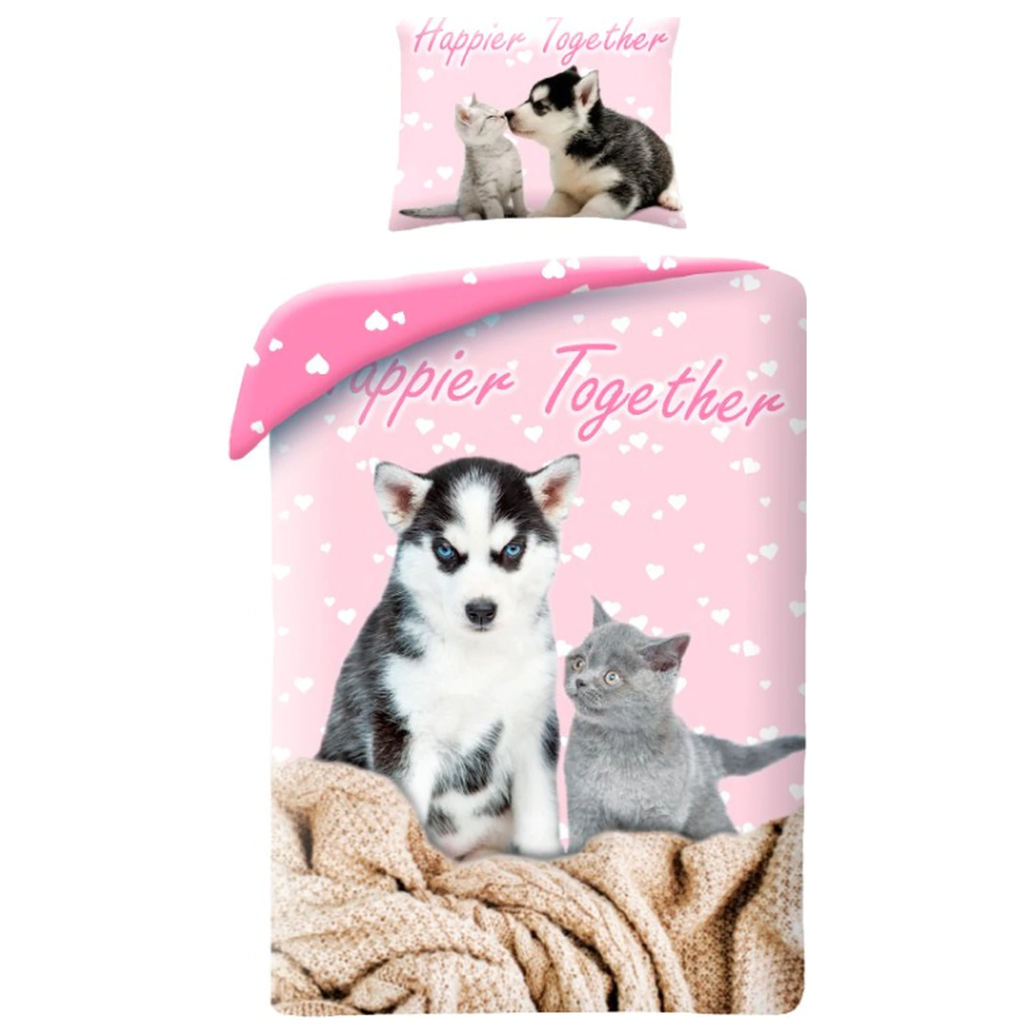 Navlaka za poplun "Cat and Dog Happier Together" fotografija proizvoda