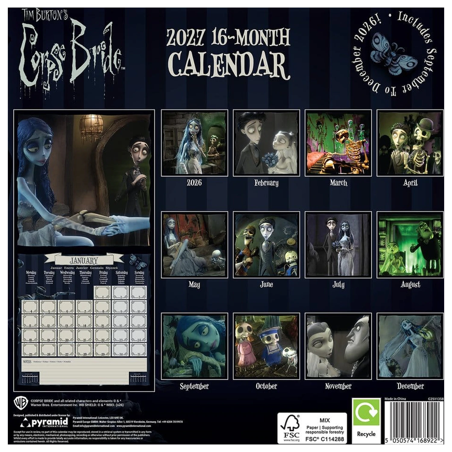 Corpse Bride kalendar 2027 30 x 30 cm fotografija proizvoda