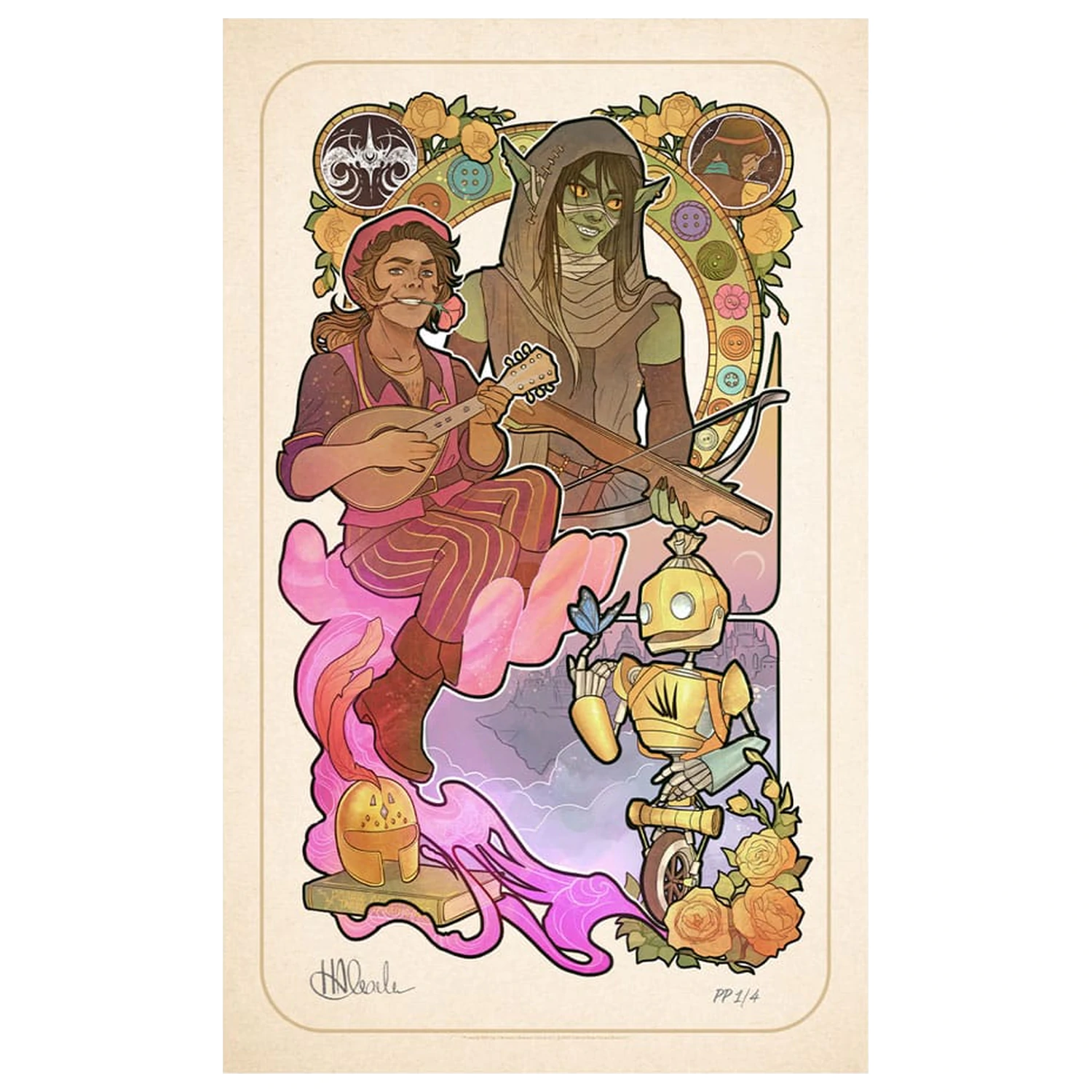 Critical Role Art Print Sam Riegel: 10th Anniversary Art Nouveau Illustrations 46 x 28 cm - bez okvira fotografija proizvoda