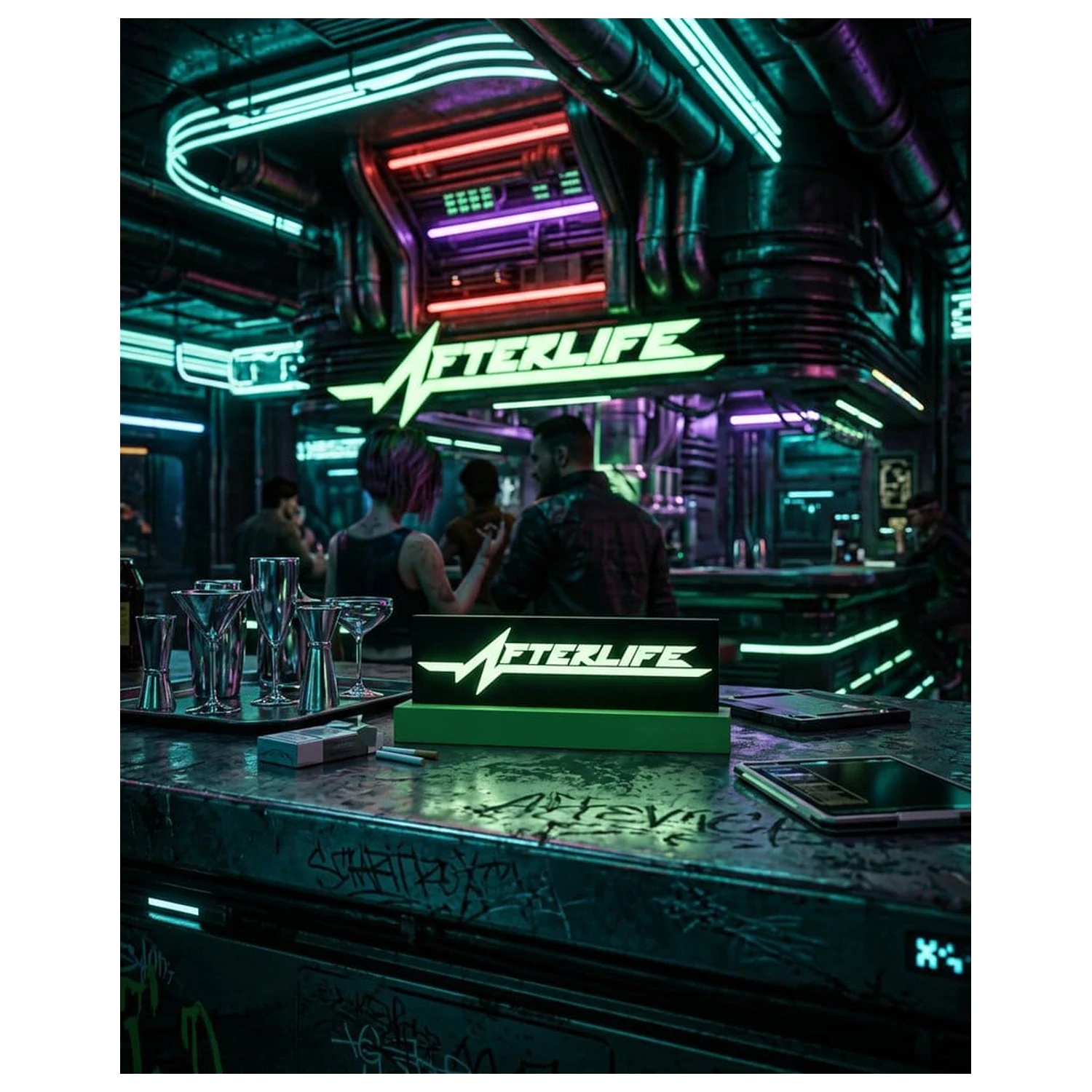 Cyberpunk 2077 Logo Svjetiljka Afterlife fotografija proizvoda