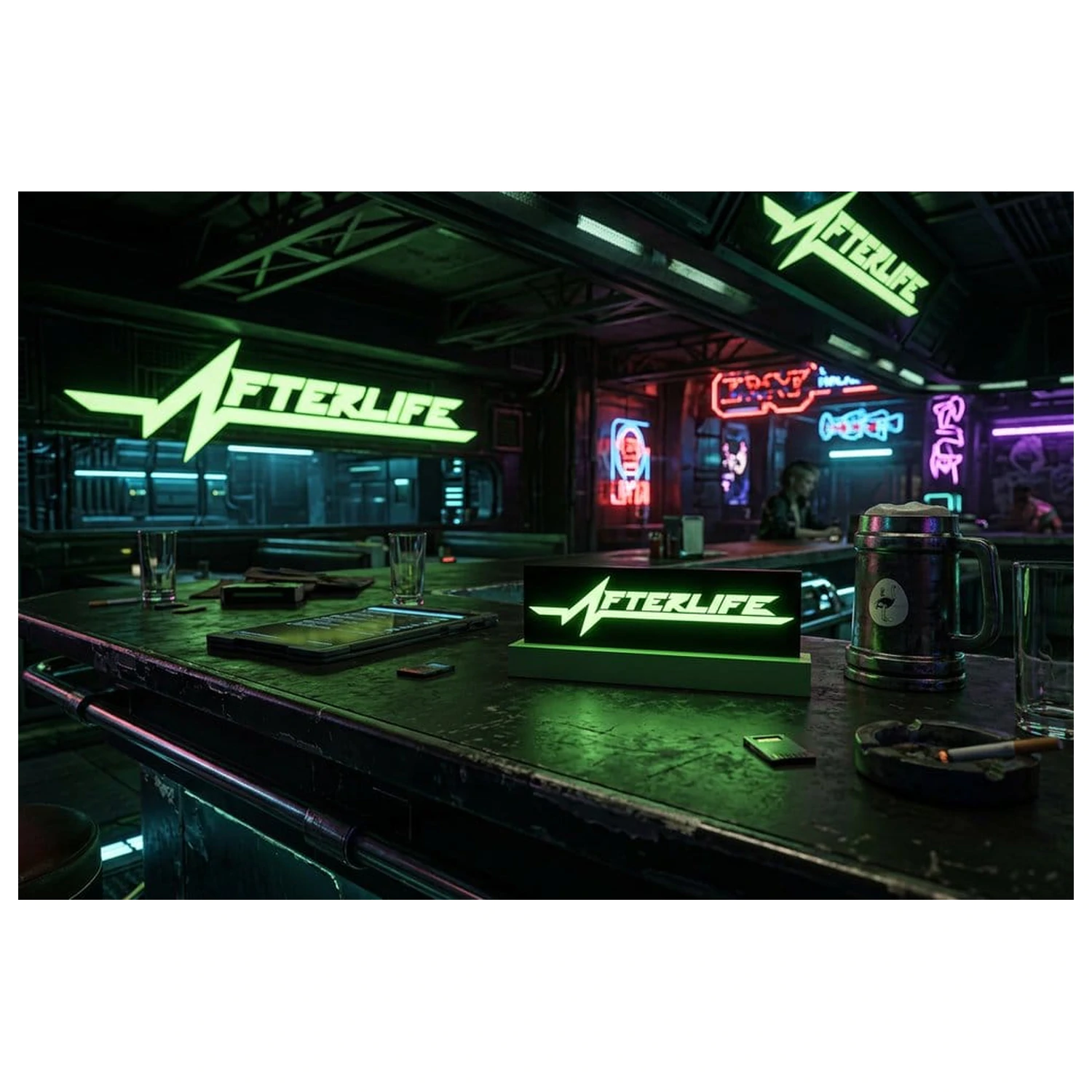 Cyberpunk 2077 Logo Svjetiljka Afterlife fotografija proizvoda
