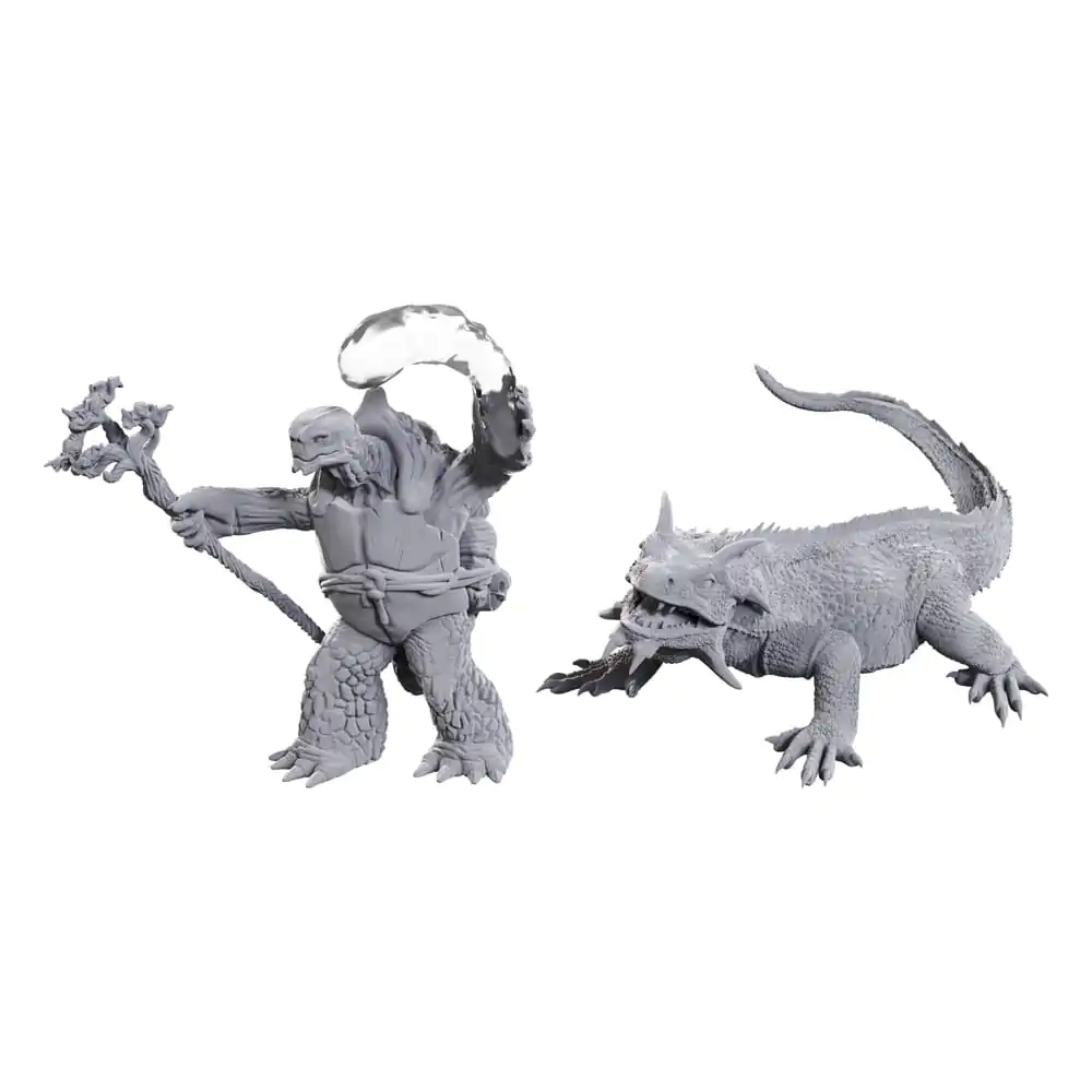 D&D Nolzur's Marvelous Miniatures neobojene minijature Tortle Druid & Wild Shape Giant Lizard fotografija proizvoda