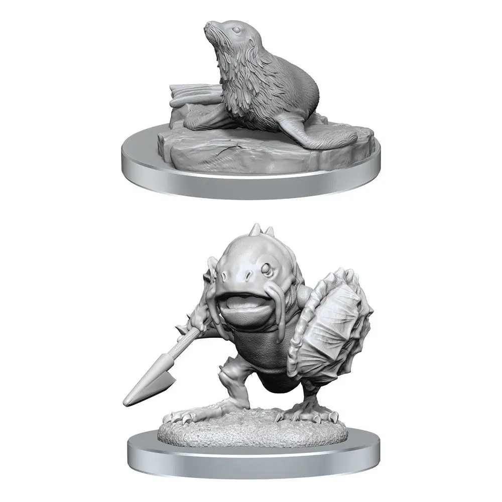 D&D Nolzur's Marvelous Miniatures Neobojene Mini Figure 2-Pack Locathah & Seal fotografija proizvoda