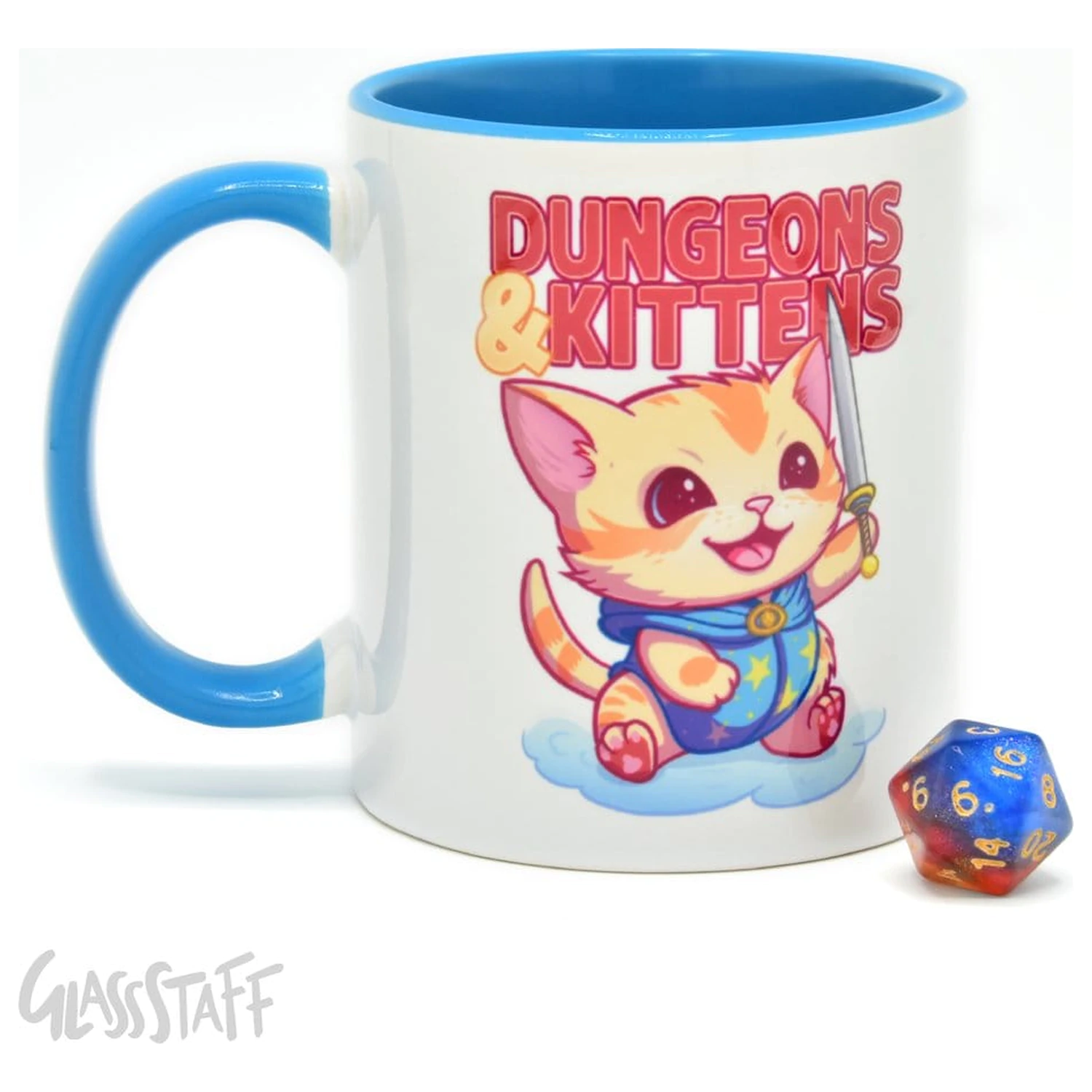 Dungeons & Kittens poklon set šalica i D20 kocke fotografija proizvoda