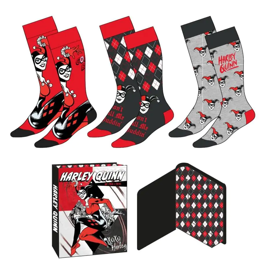 DC Comics Harley Quinn paket 3 para odraslih čarapa fotografija proizvoda