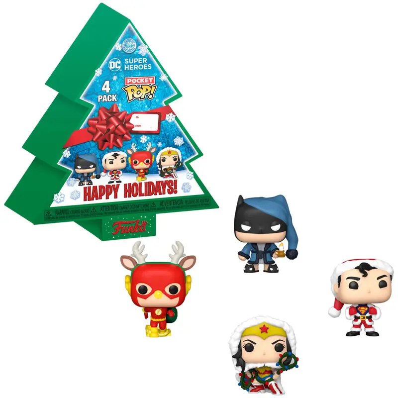 DC Comics Holiday 2022 Džepni POP! Vinilne Figure 4-Pack Tree Holiday Kutija 4 cm fotografija proizvoda