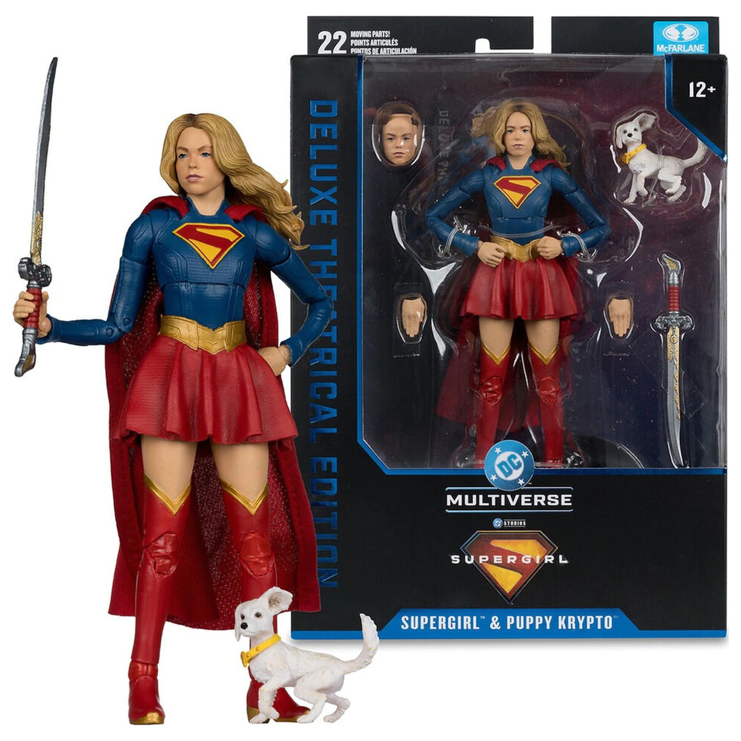 DC Comics Supergirl Deluxe Theatrical Edition Supergirl & Puppy Kripto figure 18 cm fotografija proizvoda