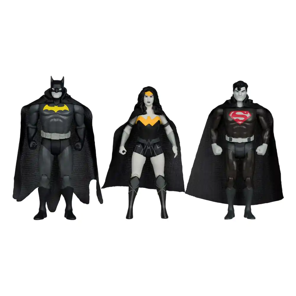 DC Direct Super Powers akcijske figure Batman, Superman & Wonder Woman Black & White Accent Edition Gold Label 13 cm fotografija proizvoda