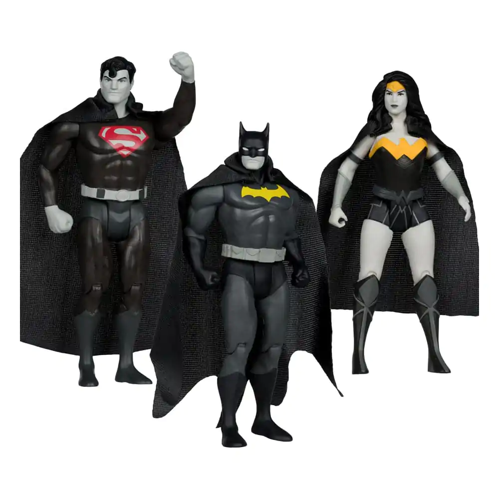 DC Direct Super Powers akcijske figure Batman, Superman & Wonder Woman Black & White Accent Edition Gold Label 13 cm fotografija proizvoda