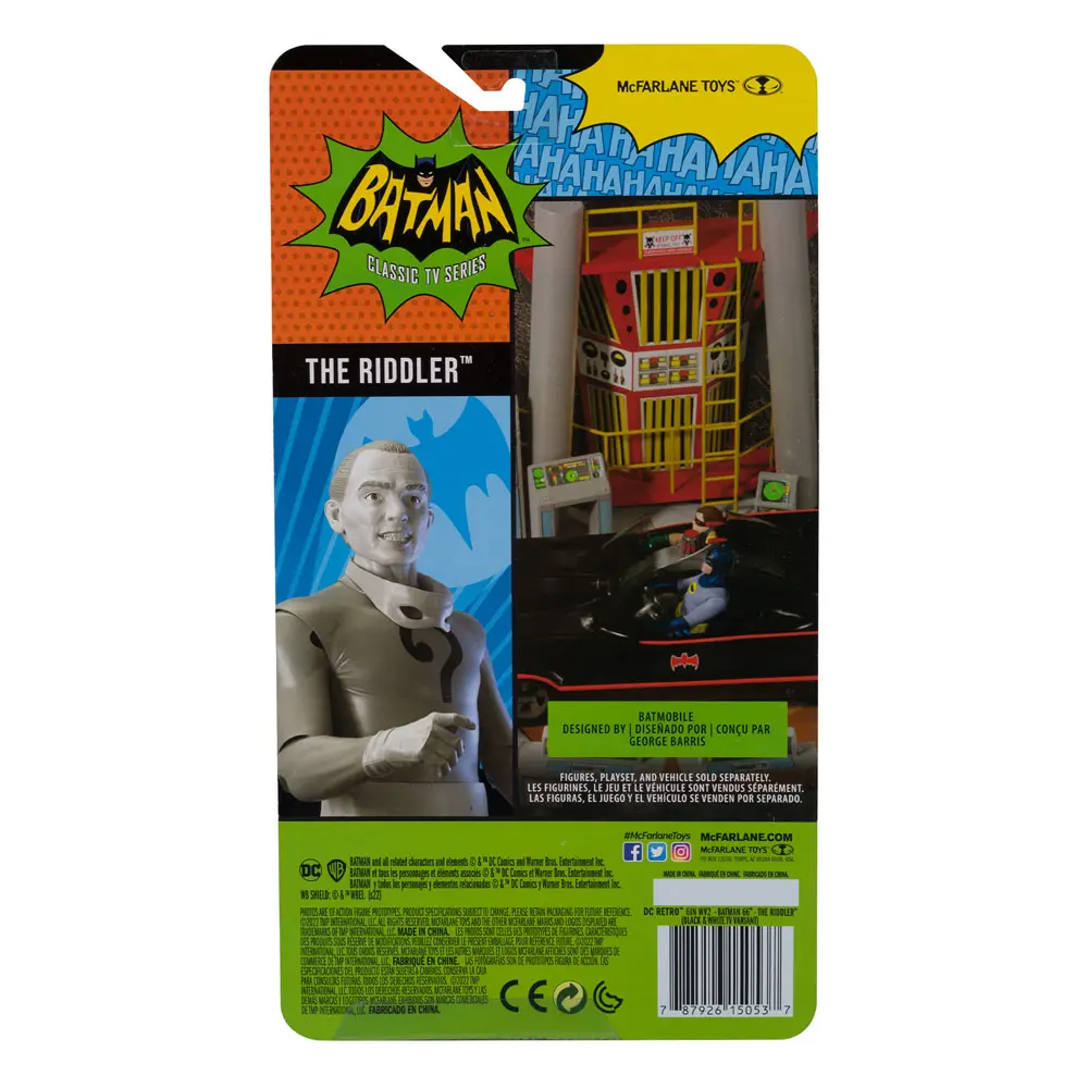 DC Retro akcijska figura Batman 66 The Riddler (crno-bijela TV inačica) 15 cm fotografija proizvoda