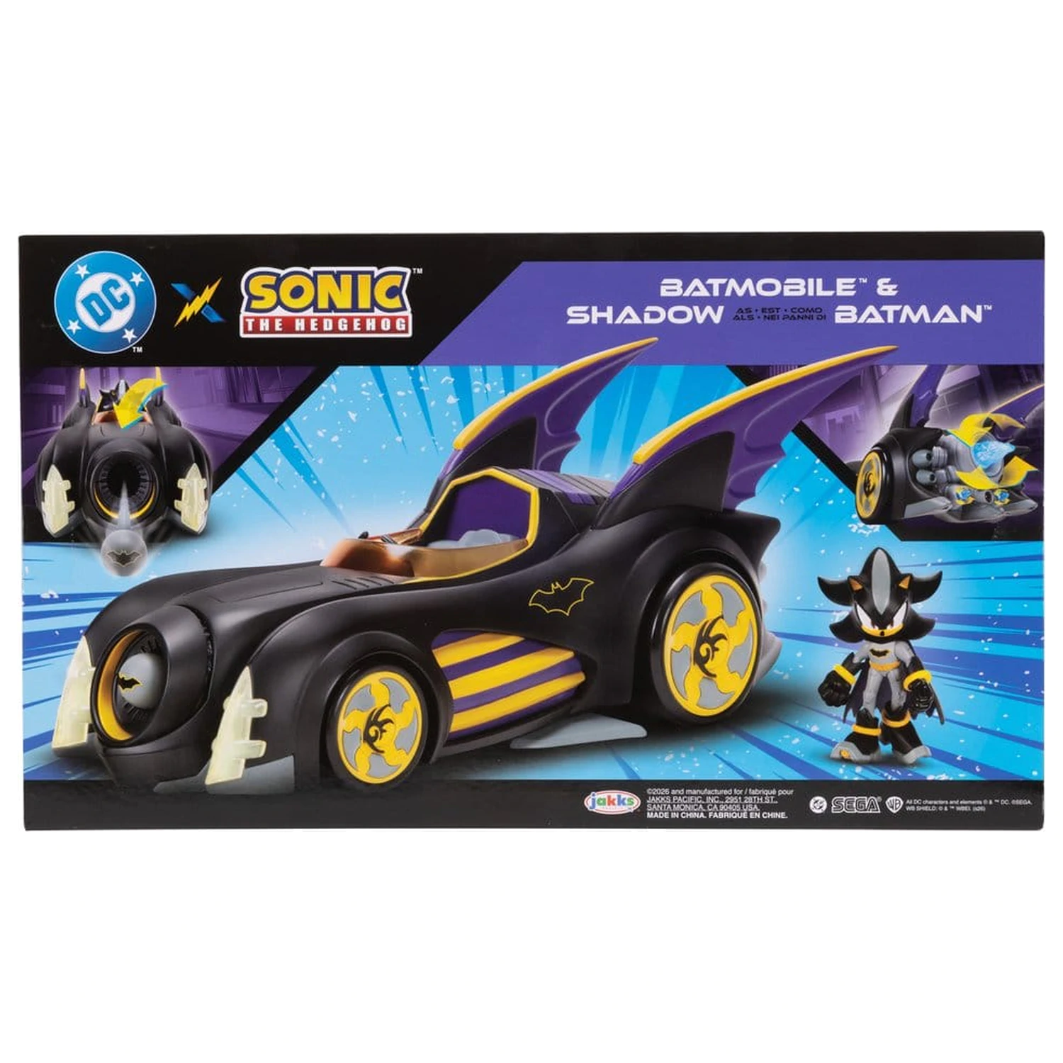 DC x Sonic - The Hedgehog akcijska figura s vozilom Shadow Batman & Batmobile 6 cm  fotografija proizvoda