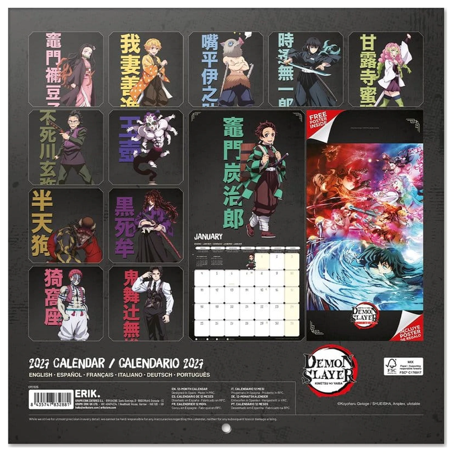 Demon Slayer zidni kalendar 2027. 30 x 30 cm fotografija proizvoda