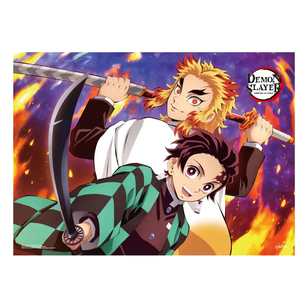 Demon Slayer: Kimetsu no Yaiba Fabric Poster Tanjiro And Kyojuro Rengoku 84 x 118 cm Platneni poster fotografija proizvoda