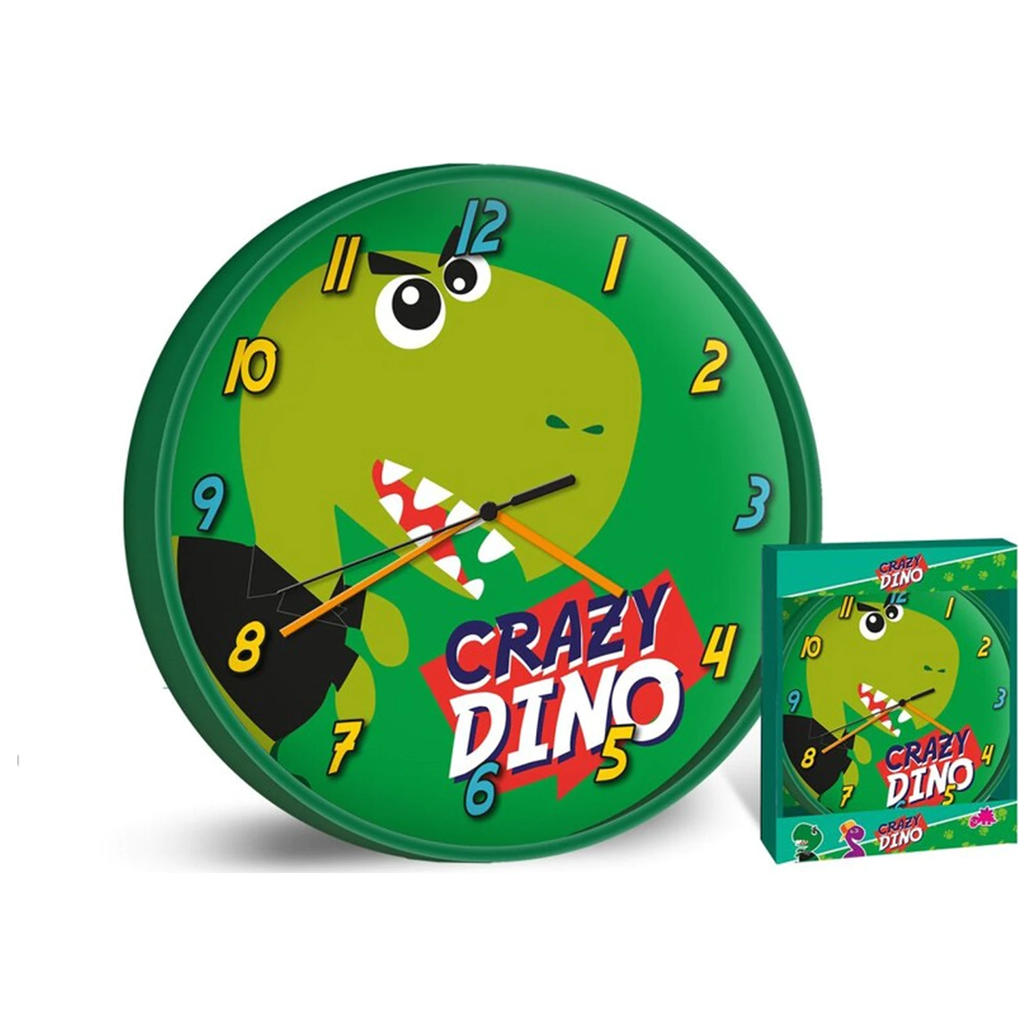 Zidni sat Dinosaur Green 25 cm fotografija proizvoda